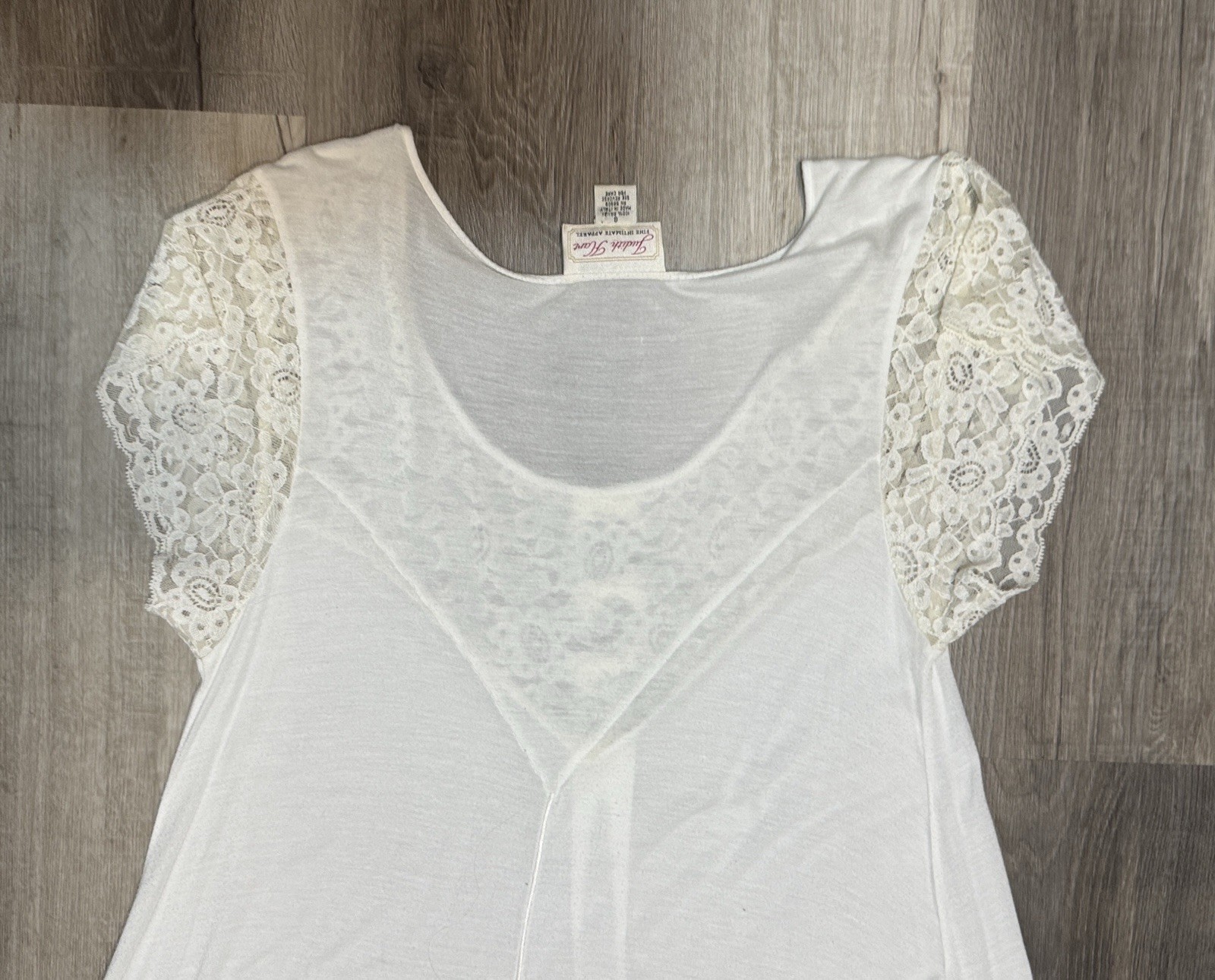 Vintage Judith Hart Short Sleeve Cotton Maxi Nightgown Lace Sz S Made In Italy