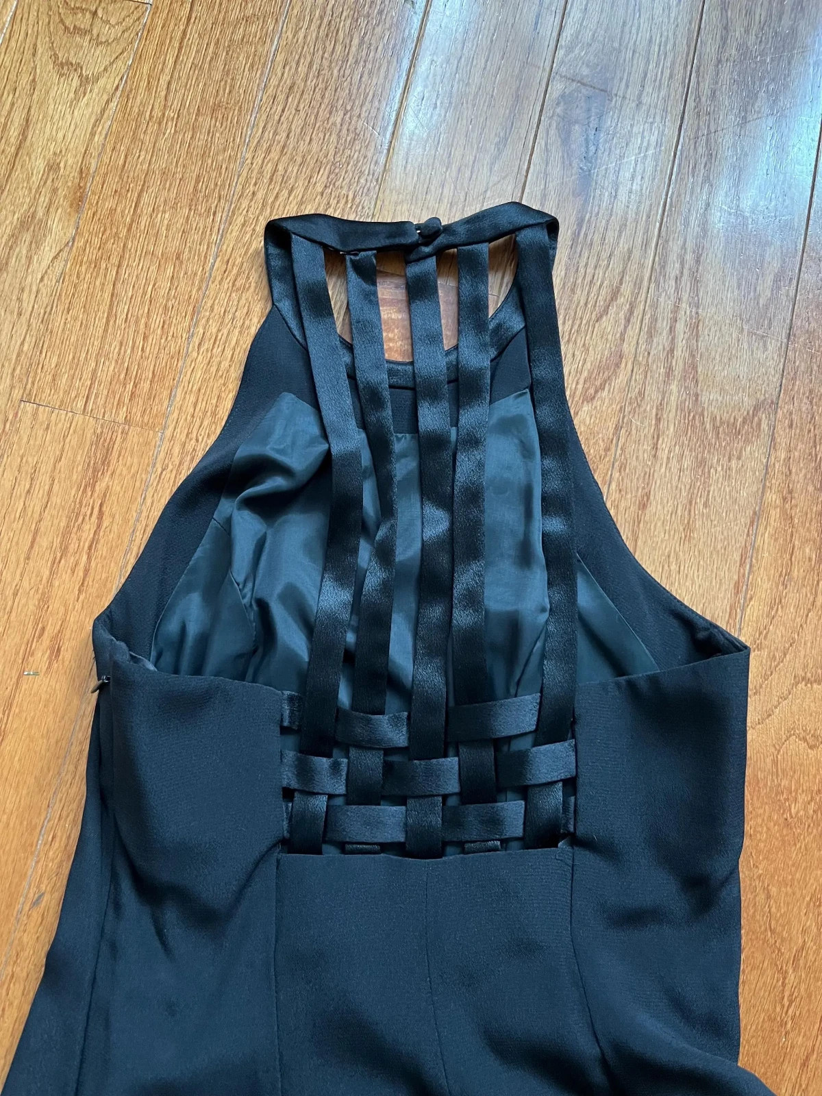 Vtg 80s/90s Strappy Back Black Mini Dress by Donna Ricco