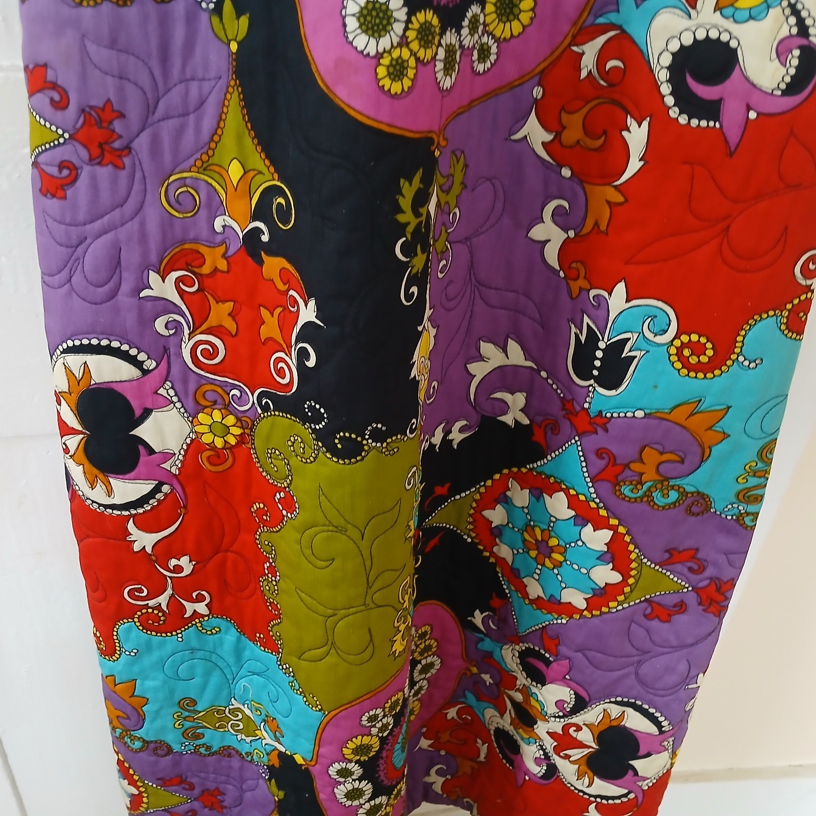 VTG DYNASTY QUILTED MULTICOLORED BEAUTIFULL LONG SLEEVE DRESS SIZE 8 READ