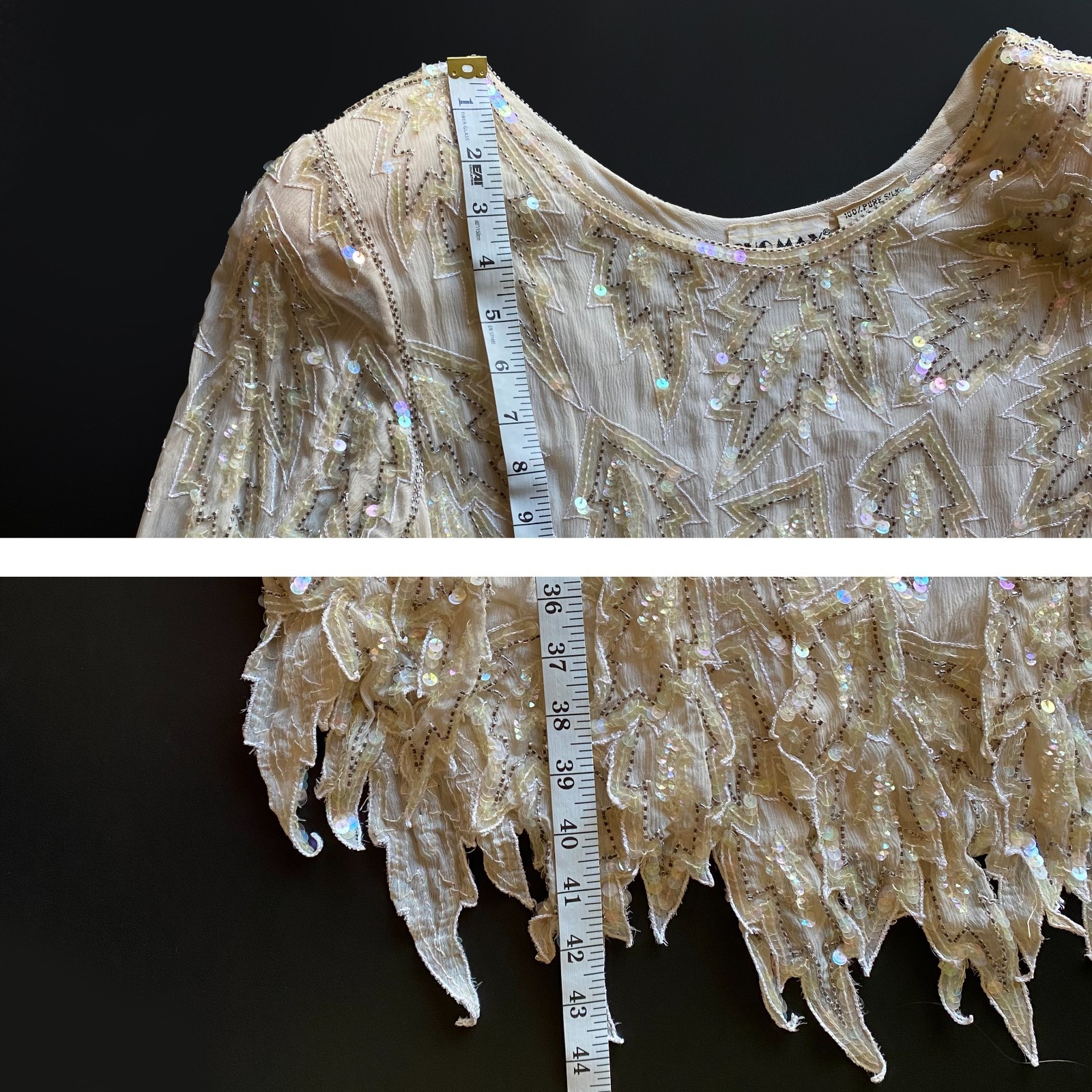 Vintage 1980s Shomax Hand-Beaded Silk Dress Size M Cocktail Party Evening Wear