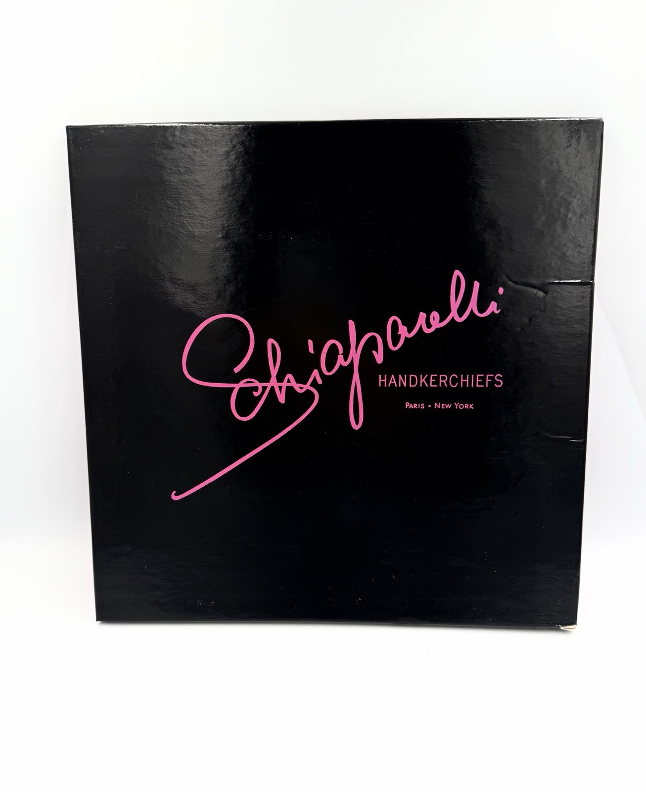 Vintage SCHIAPARELLI Pure Linen Hand Rolled Handkerchiefs In Original Box