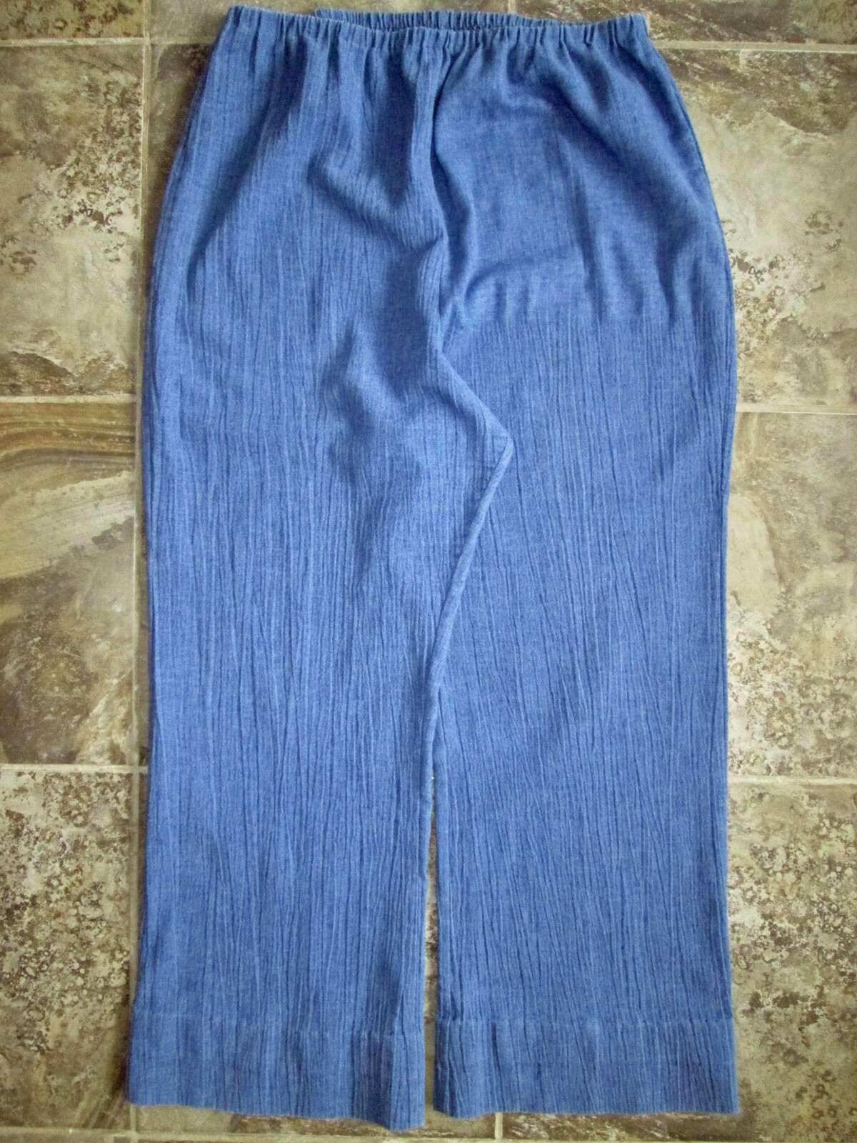 VTG ILGWU Women’s Union Pants 34+x28 Muslin Cotton Blue Elastic Stretch XL Large