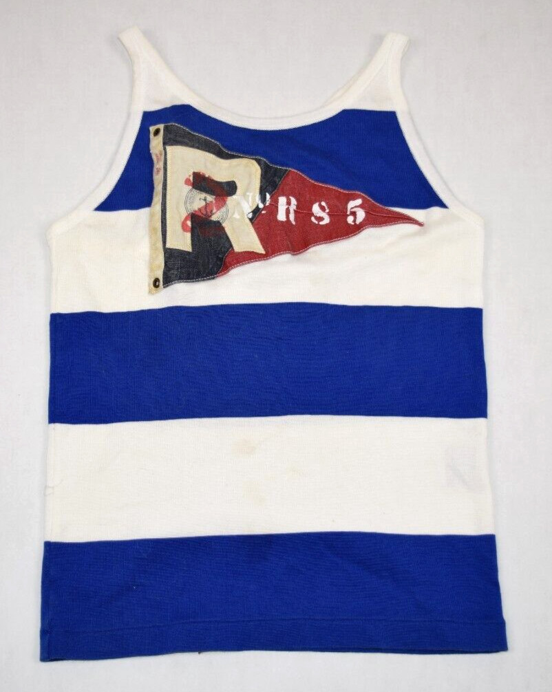 Vintage Ralph Lauren Top Size M 80s Blue White Stripe International Yacht Club