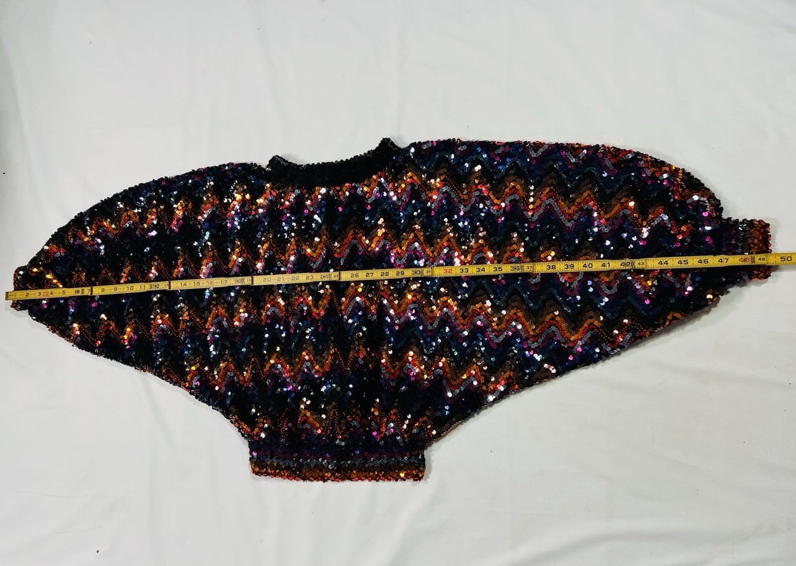 Vintage Womens S/M 70s BRIGHT COLOR Sequin Top Dolman Sleeves Disco Glam/ READ