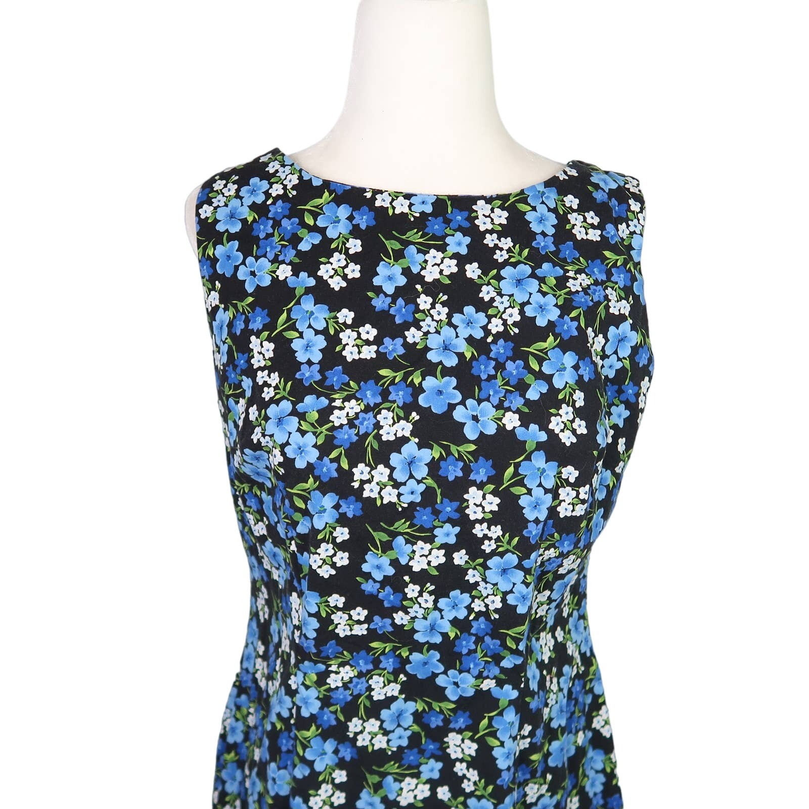 Vintage 90s CDC black and blue floral print mini dress 10