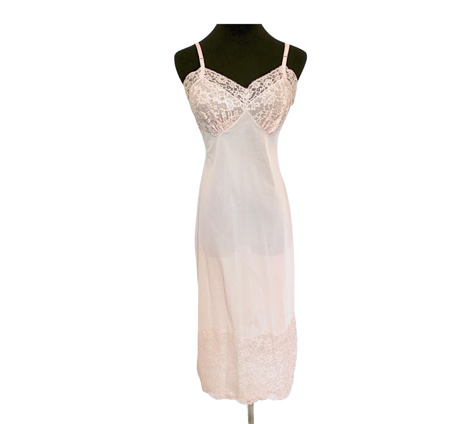 Vintage Vanity Fair 50s Full Slip 34 T Lacy Pink