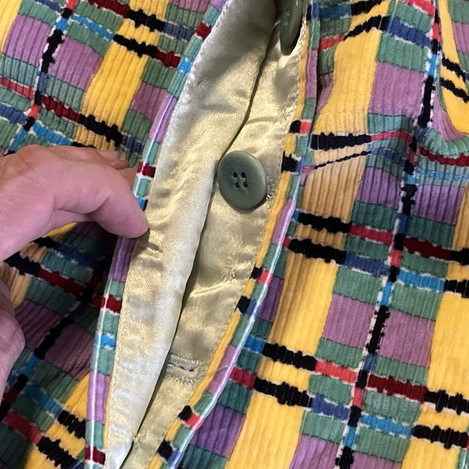 Versace Jeans Couture Vest Women’s Small Vintage Pastel Plaid Corduroy VJC