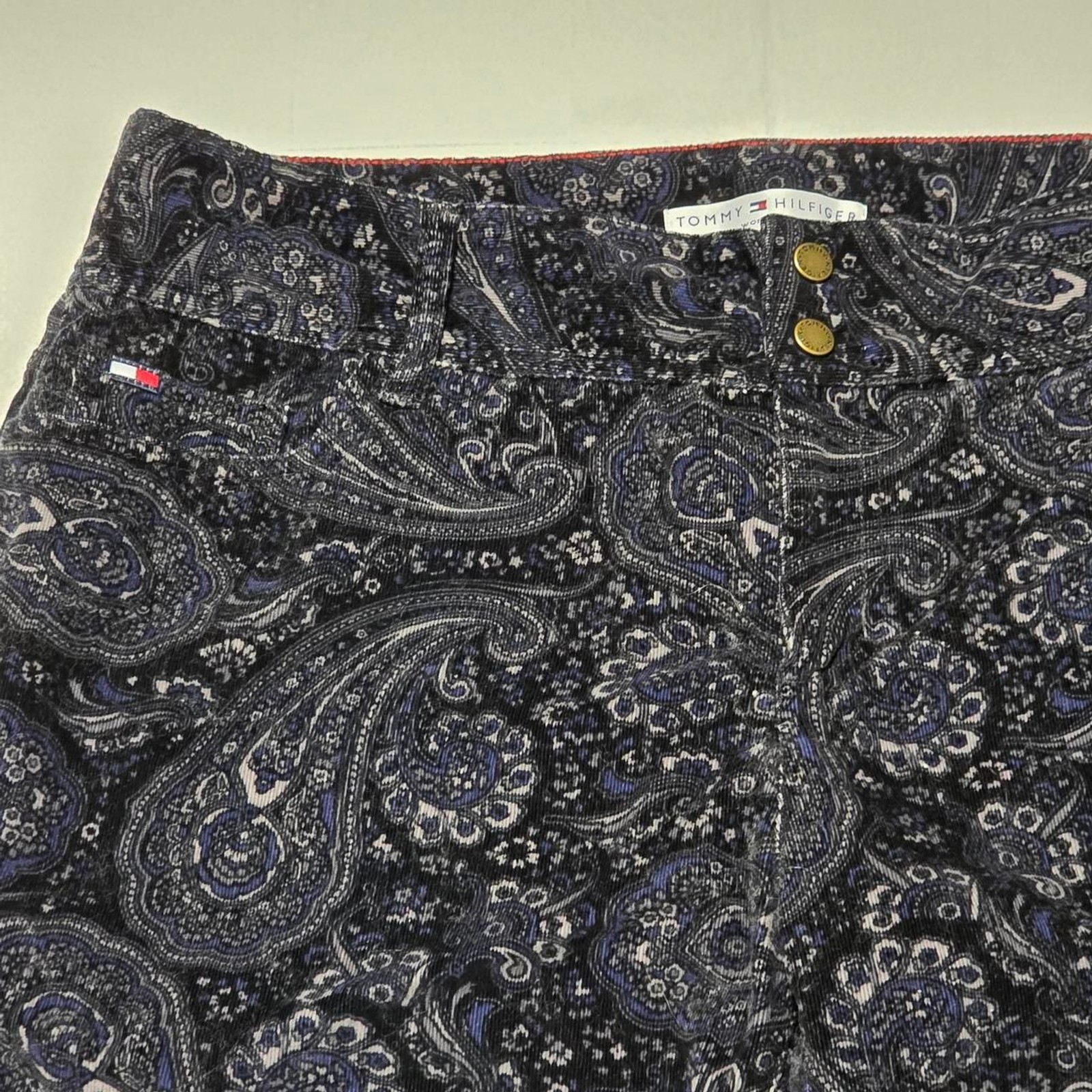 Tommy Hilfiger corduroy paisley flare/wide leg pants women’s size 16 y2k era