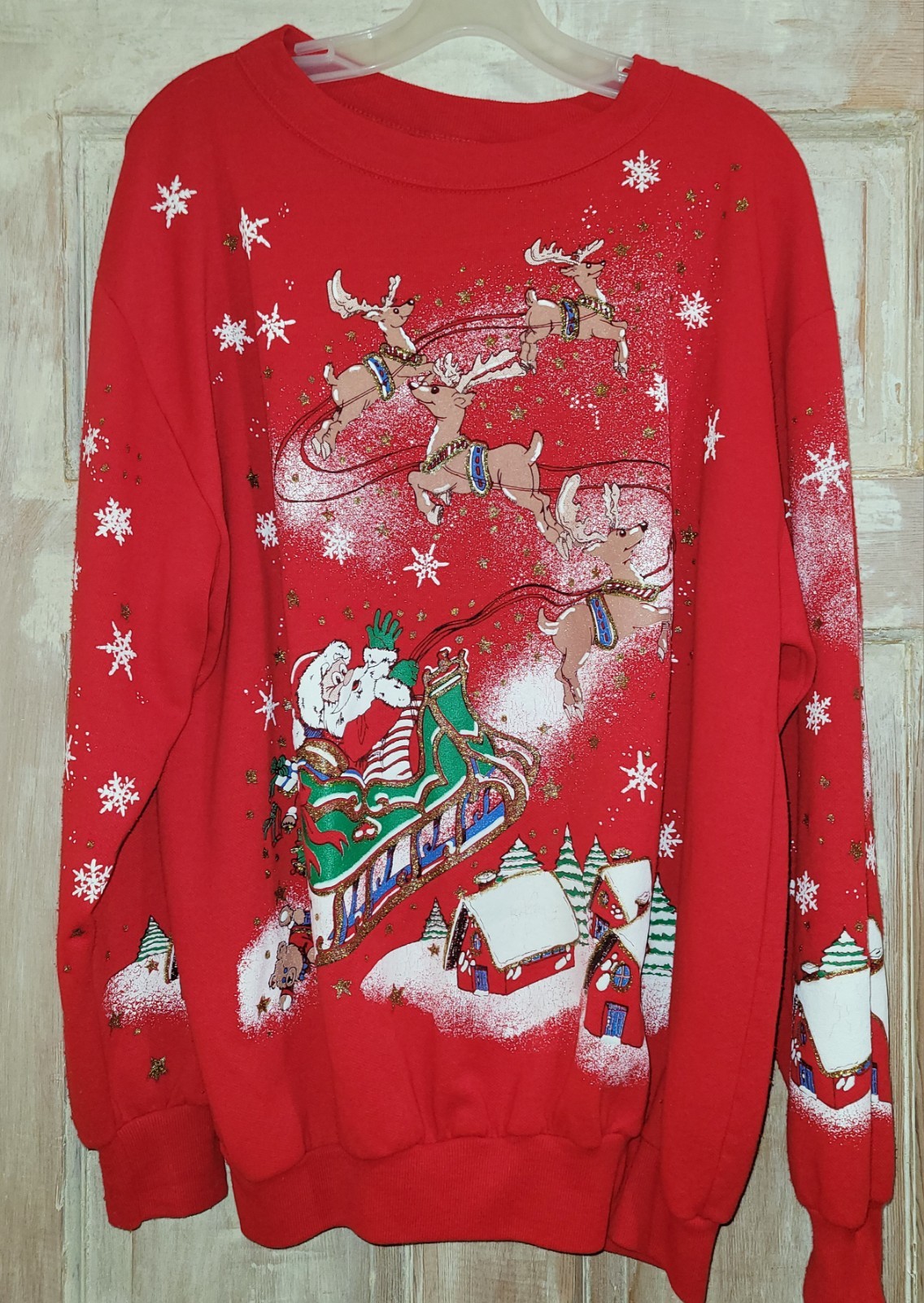 Vtg 1990s Holiday Time Christmas Santa Sweatshirt Size XL