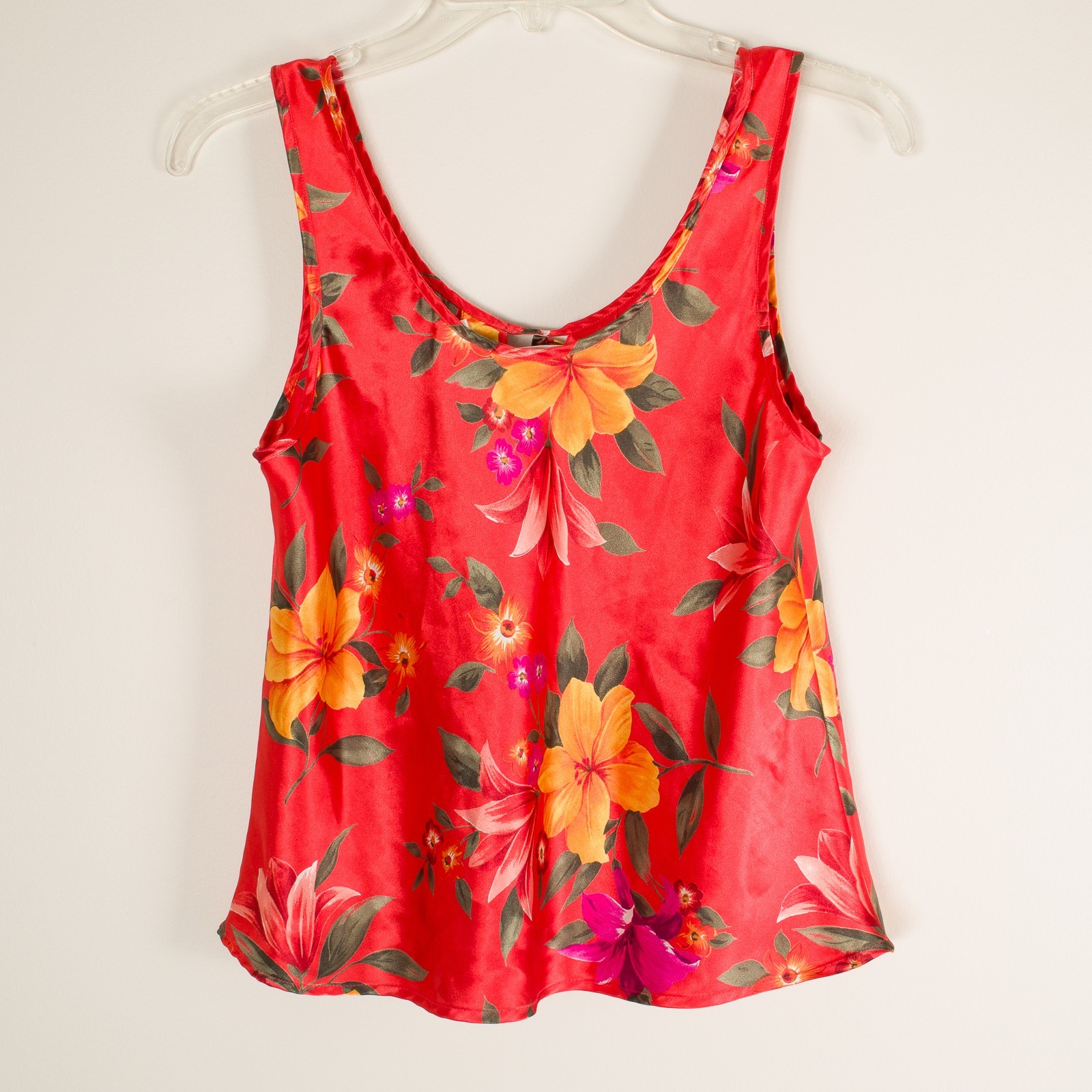 💖 VICTORIA’S SECRET 2 PC Satin Sleepwear PJs Floral Orange Cami Shorts Tank S