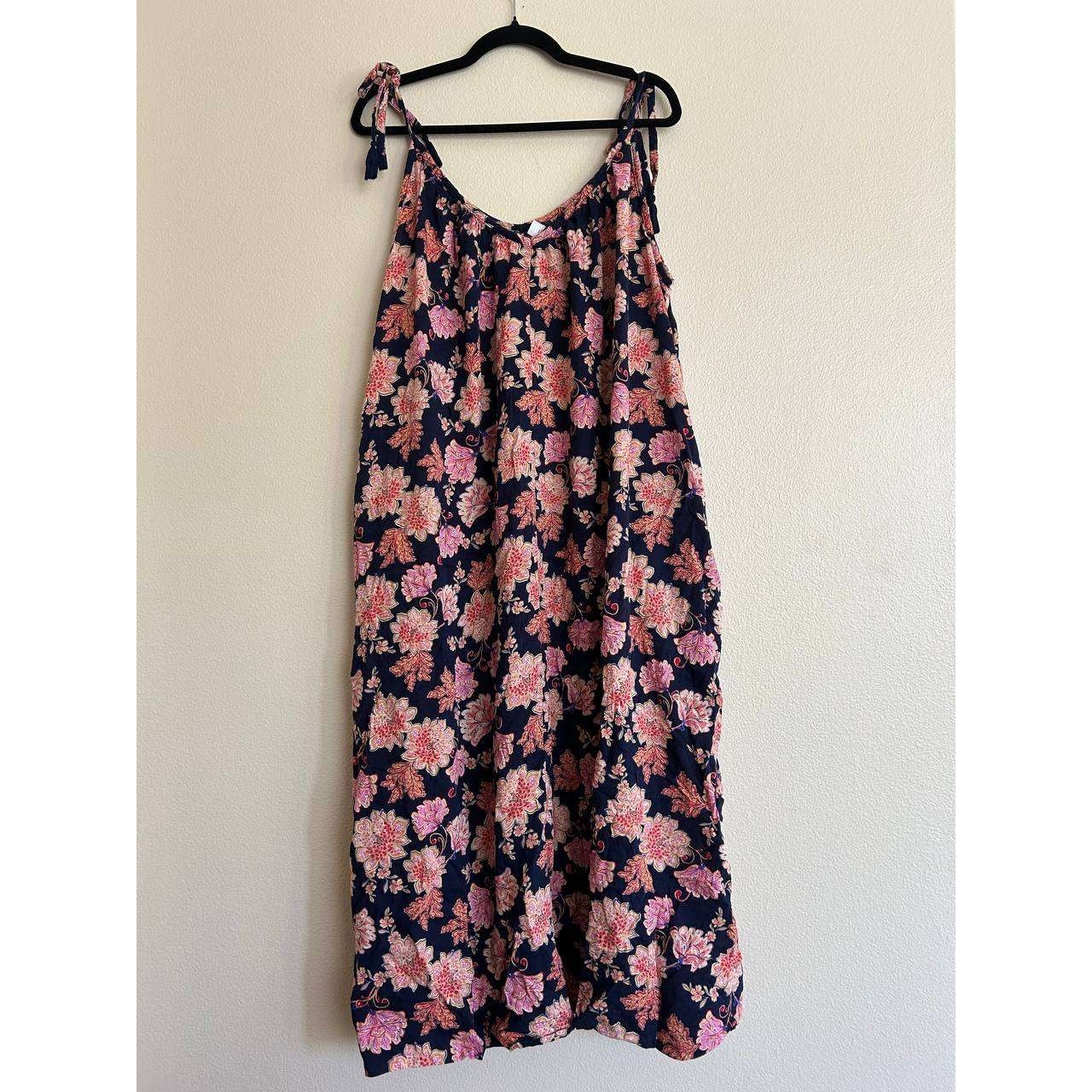 Old Navy Tie-Shoulder Tasseled Floral Print Boho Maxi Sundress Cottagecore