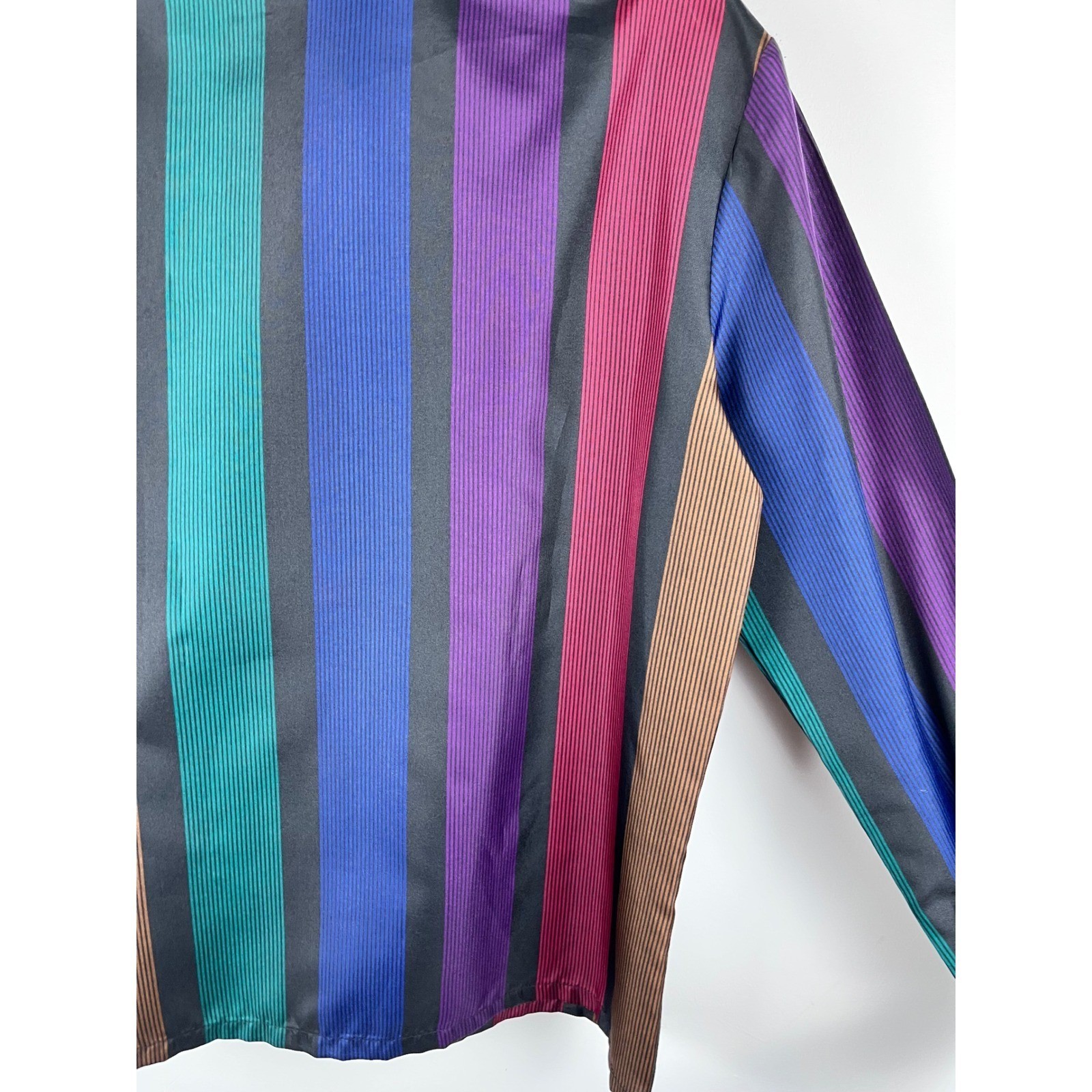 Vintage Cheryl Tiegs Blouse Womens 8 Multicolor Stripe Button Front USA Made