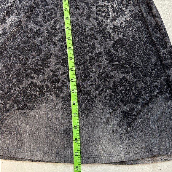 Dark Romantic Gothic Midi Dress Black Gray Knit Floral Damask Boho Vintage Style