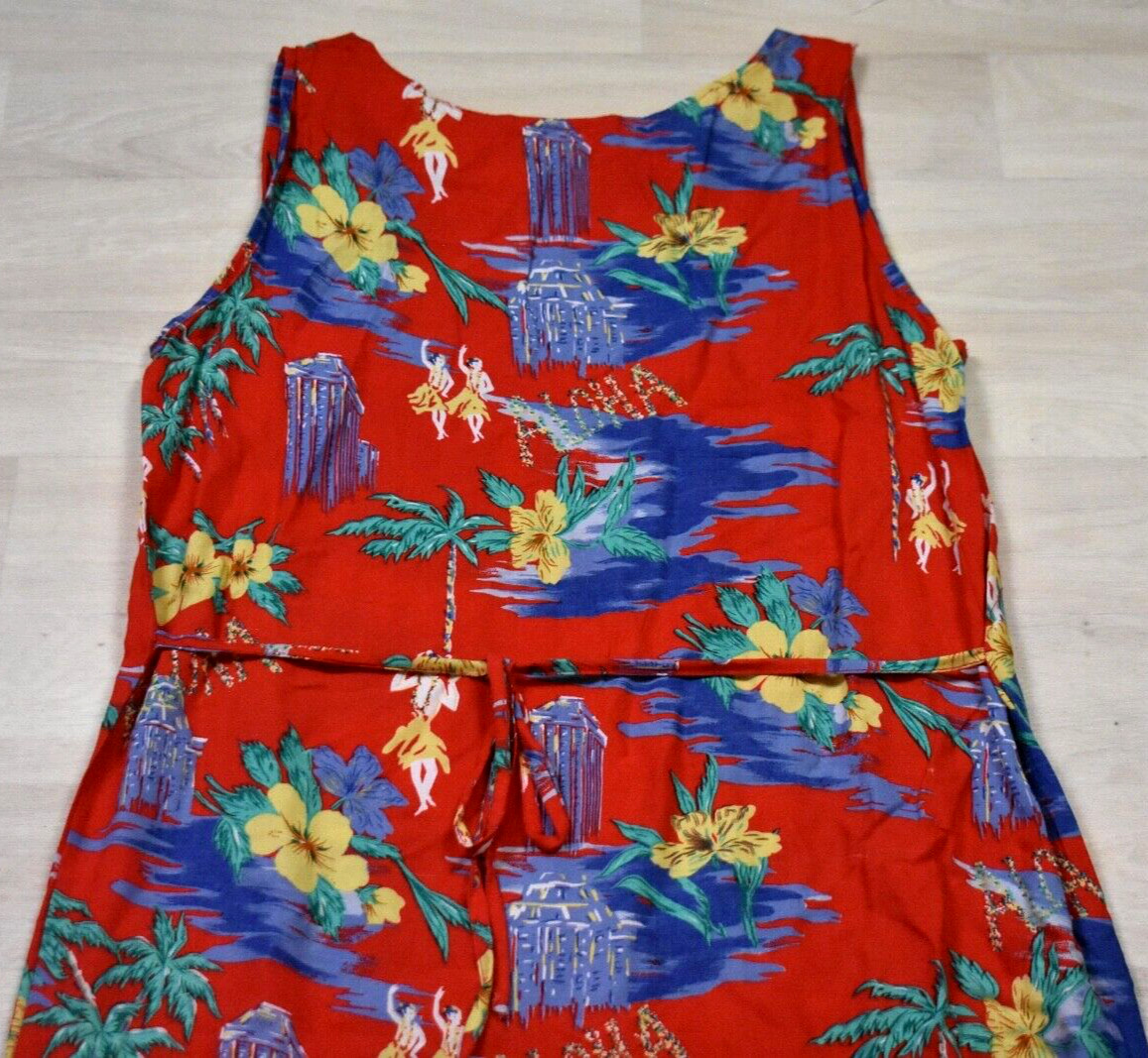 90s Jane Ashley Hawaiian Tropical Print Maxi Dress Rayon Beach Size Medium VTG