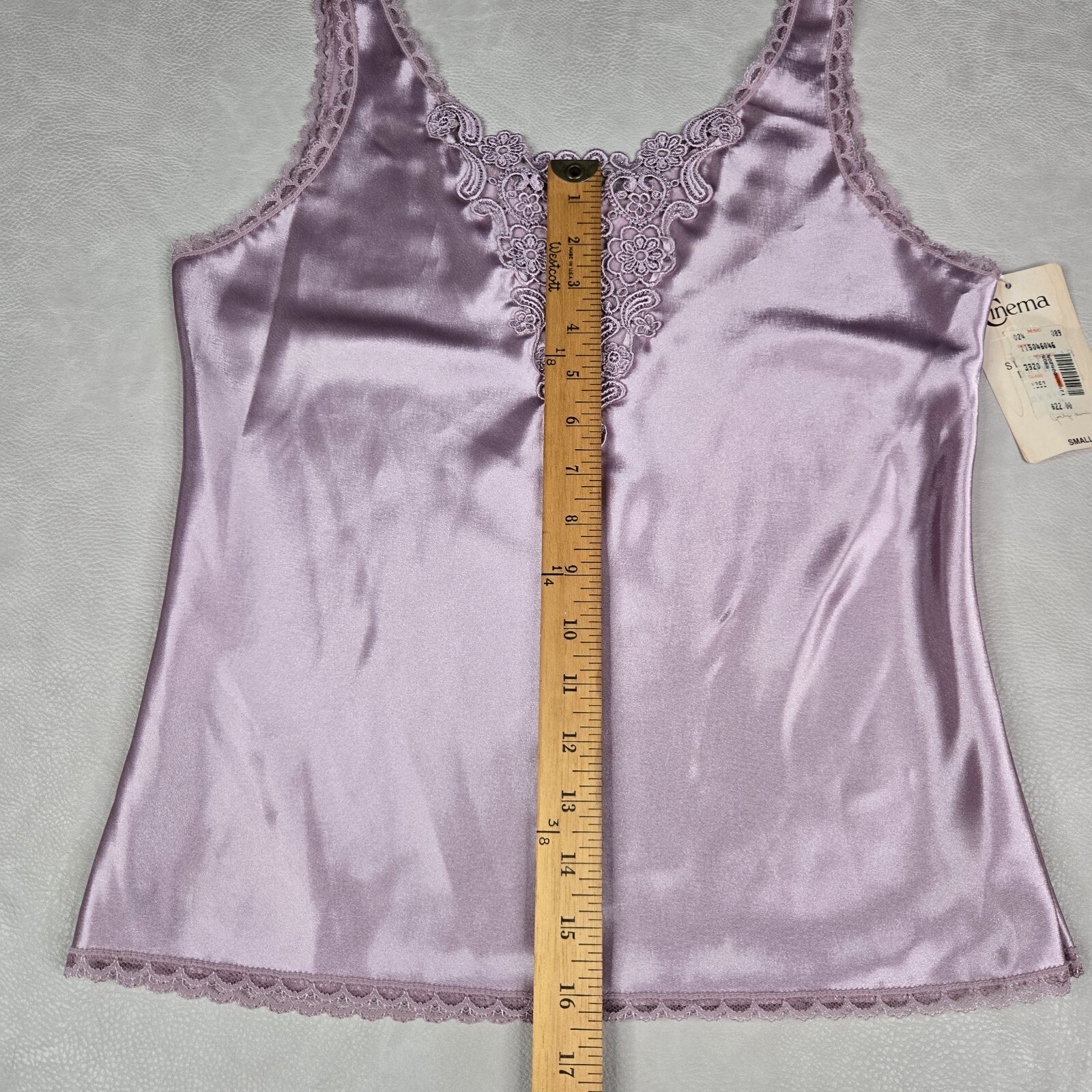 Cinema Etoile Satin Cami Top Lace Embellished Lavender Purple Slip Size Small