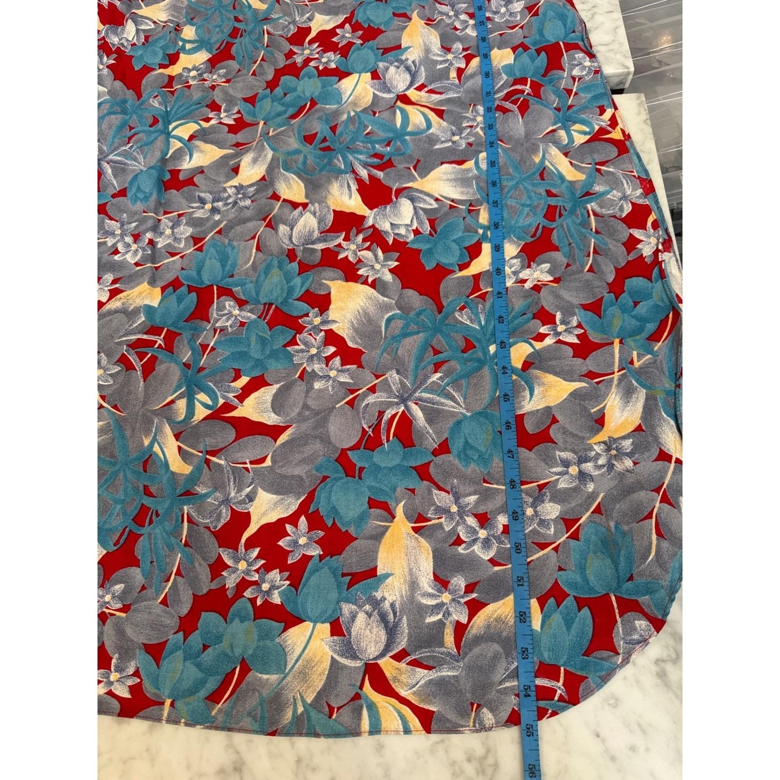 Luana Original Lahaina Hawaii One Shoulder Floral Maxi Dress Red Blue VTG Wrap