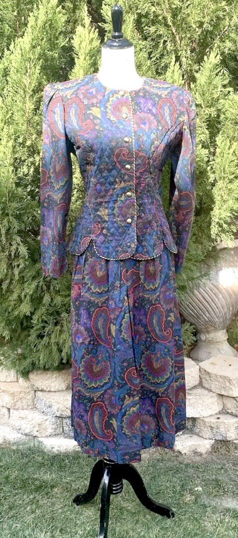 Skirt Set Vintage Jeffery and Dana 2-Piece Multi-Color Set Size:Large/XL