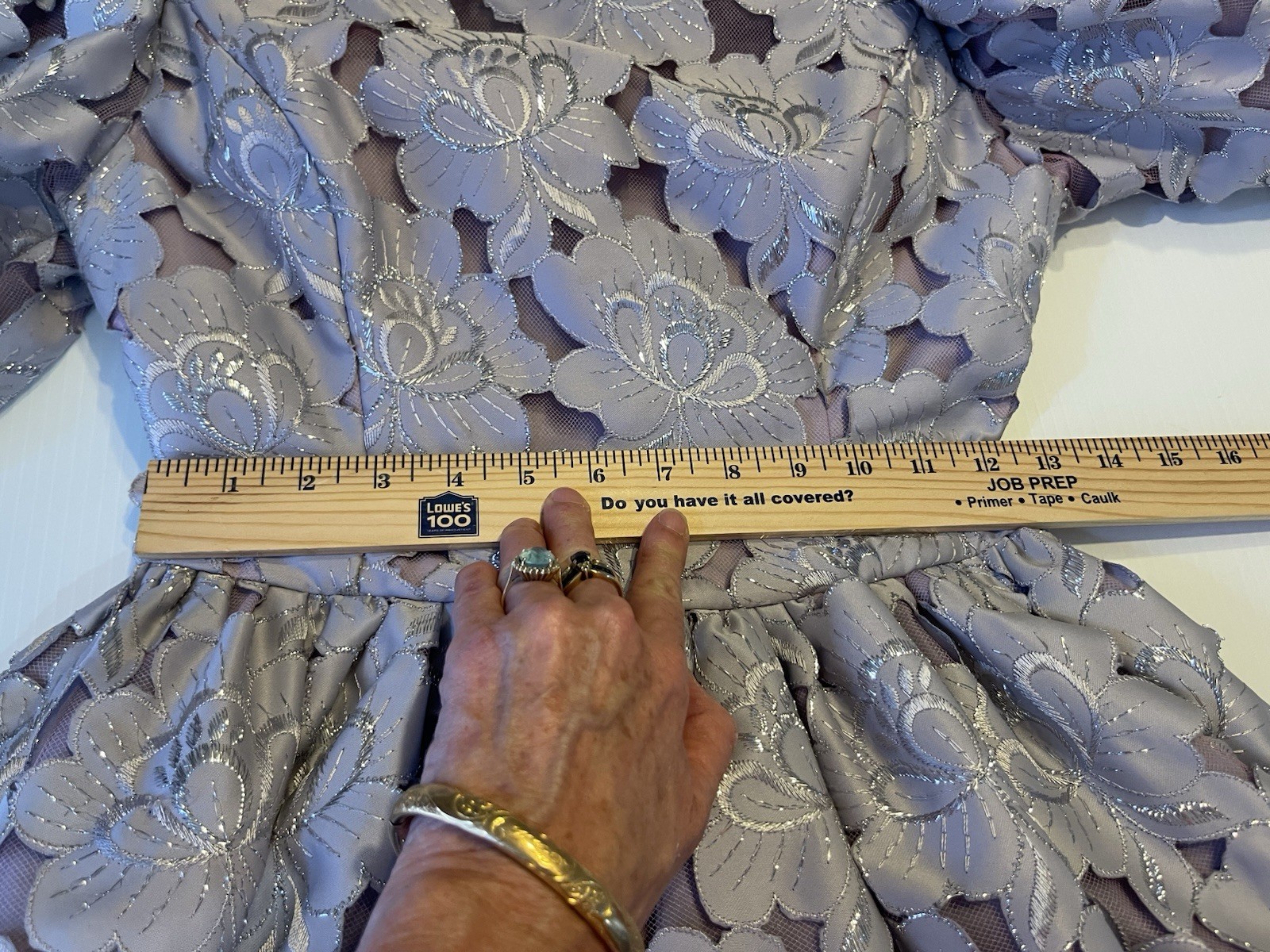 80s Handmade Floral Tea Cottagecore Dress Back Bows Full Skirt Metallic Vintage