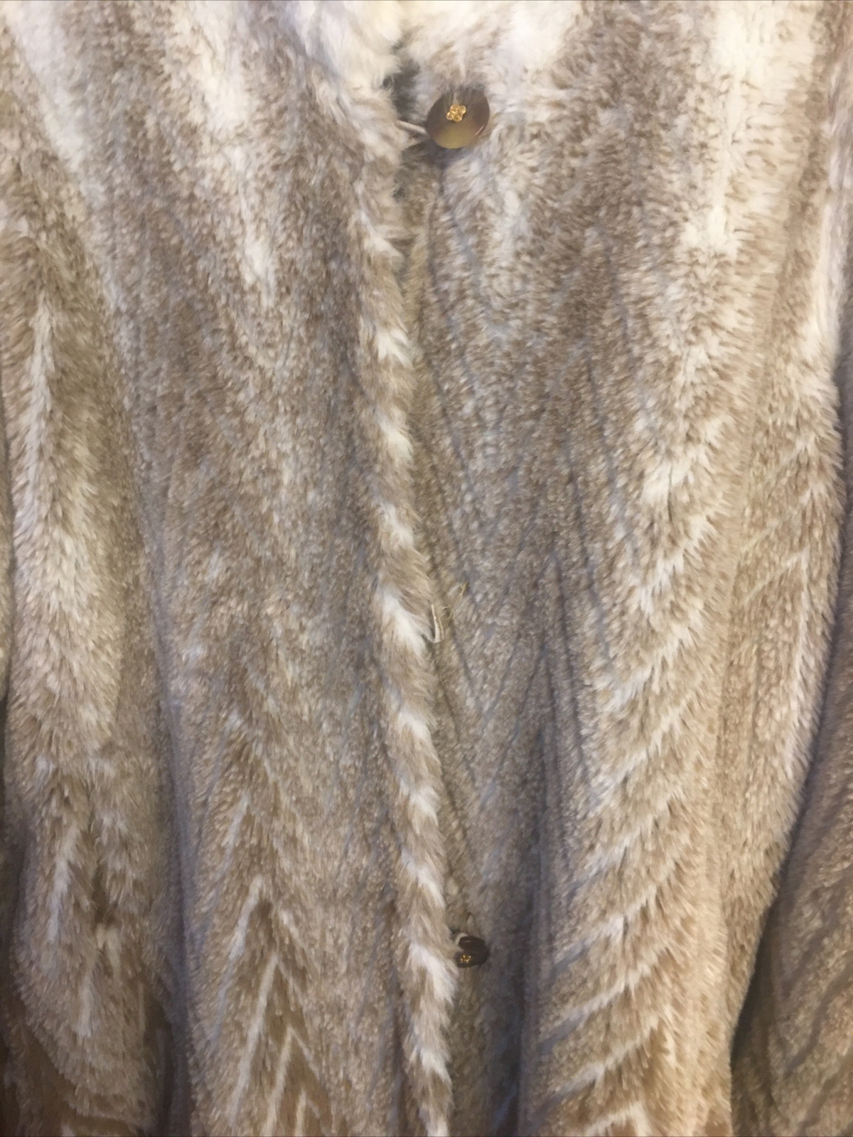 Zepla ladies faux fur coat jacket grey & cream plus size 26in Pit To Pit