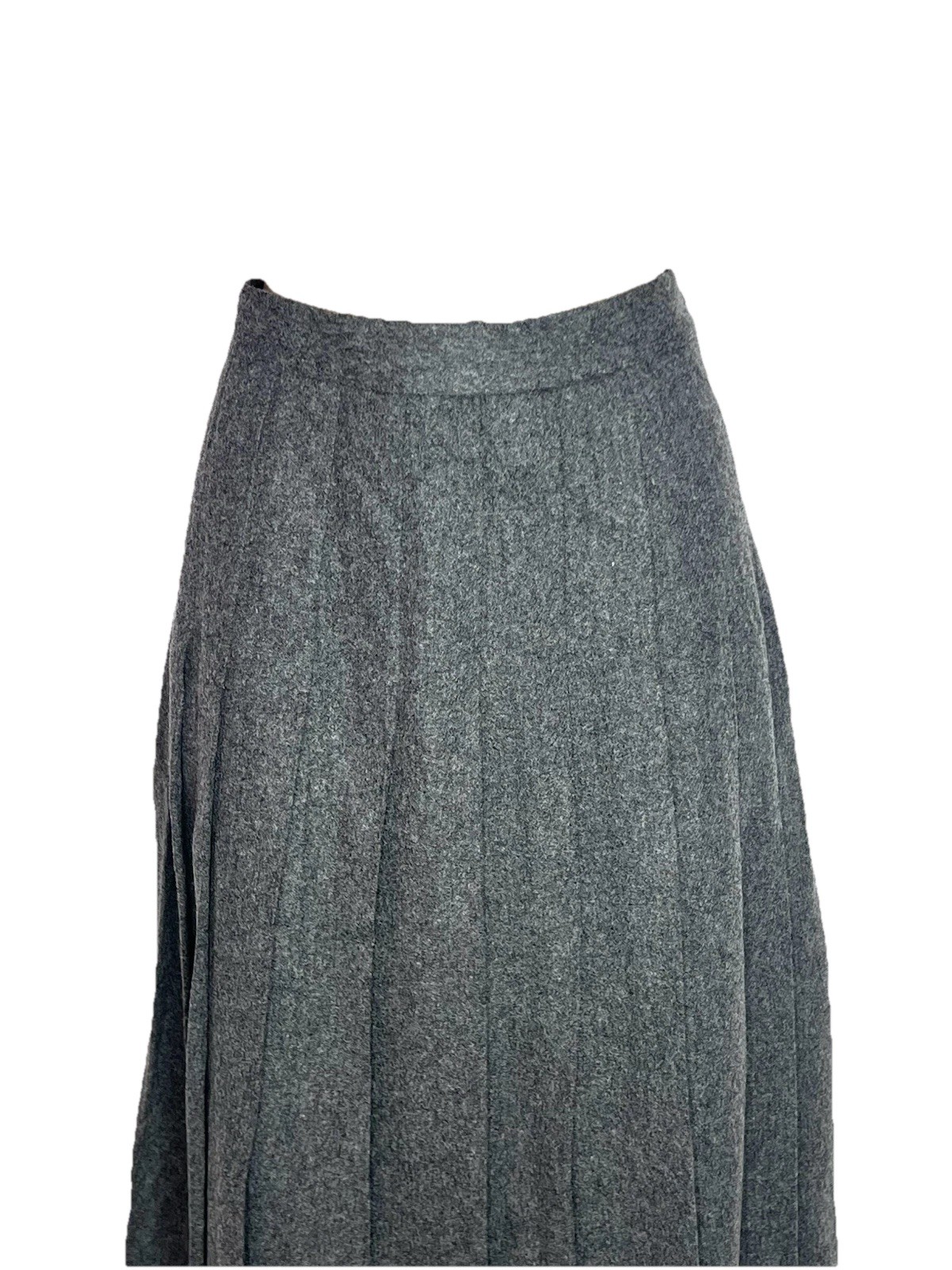 VINTAGE L.L.BEAN GRAY 100% WOOL MIDI PLEATED SKIRT MADE IN USE SZ 14