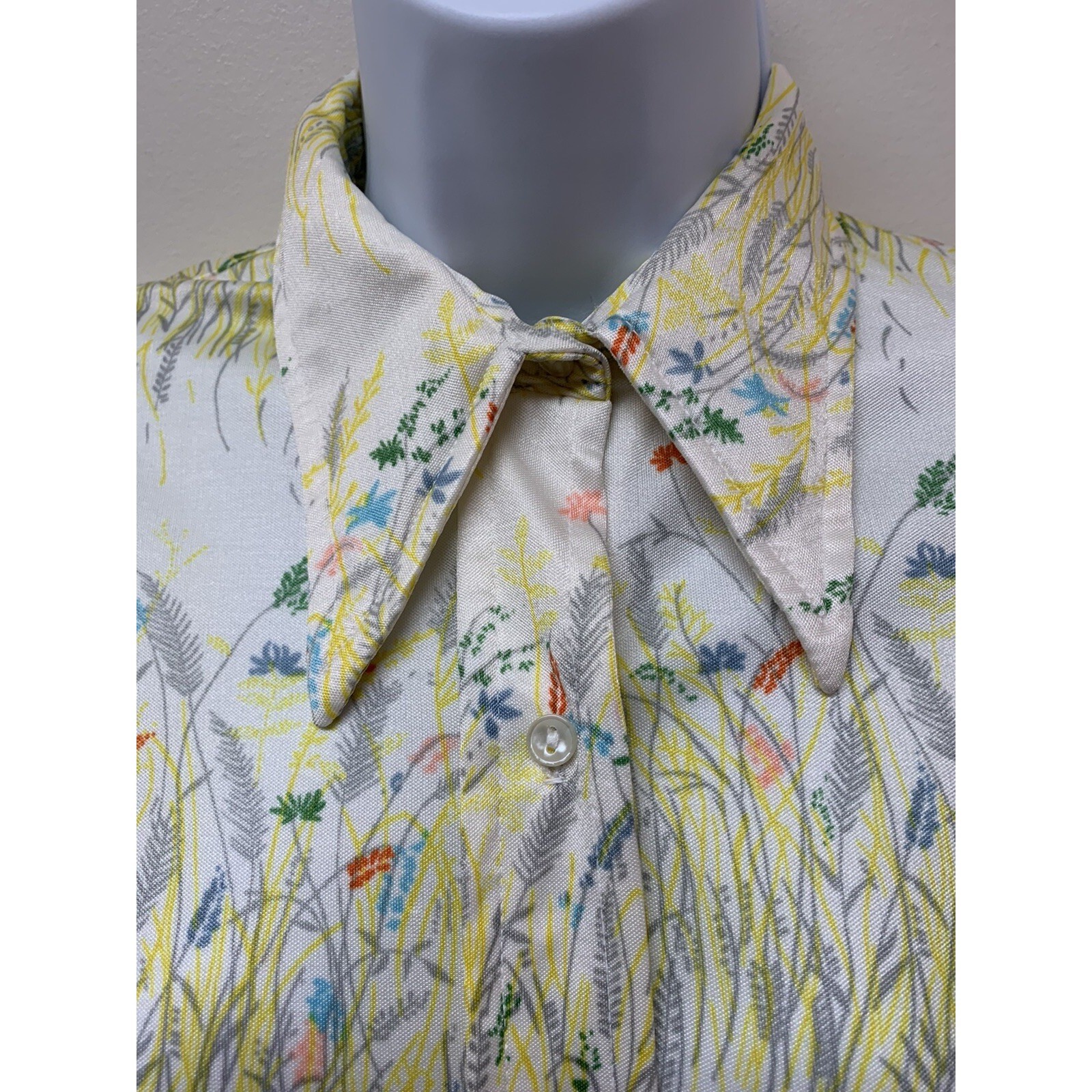 VTG Loubella Extendables 70’S Retro Disco Shirt Women’s Top Size S Point Collar