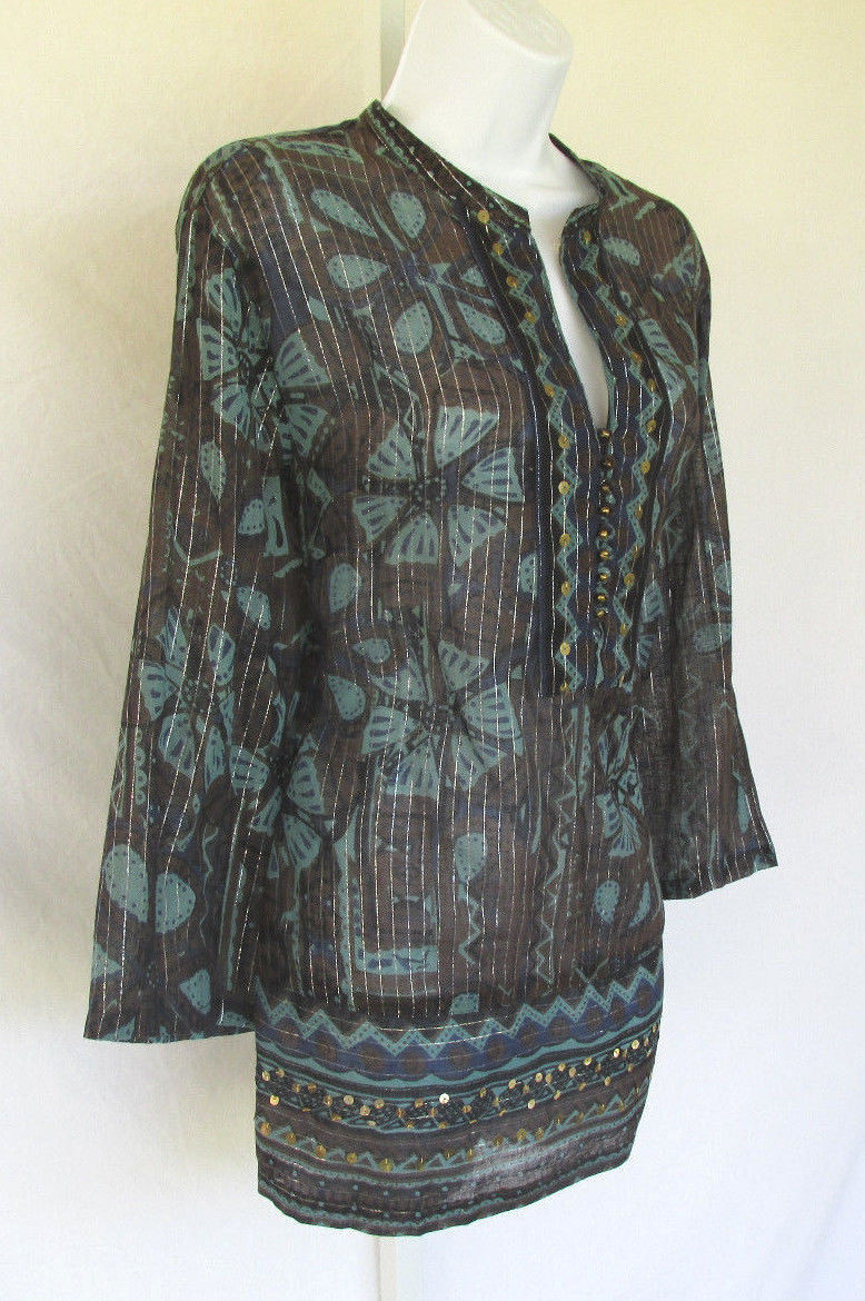 VINTAGE 1990s MILLENIUM COTTON SEQUIN BRASS BUTTON TOP BROCADE THREAD SIZE 18/20