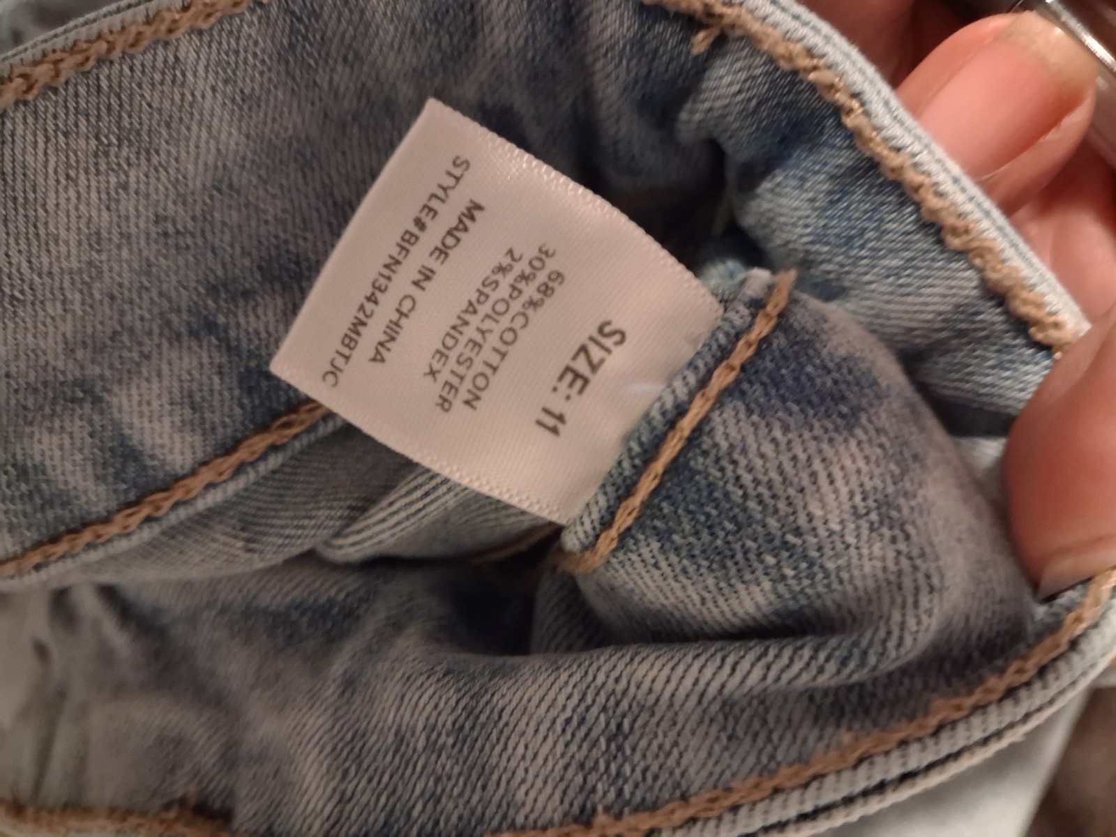 Women Flared Jeans Size 11 Light Wash Blue Denim Drawstring Zipper Pockets