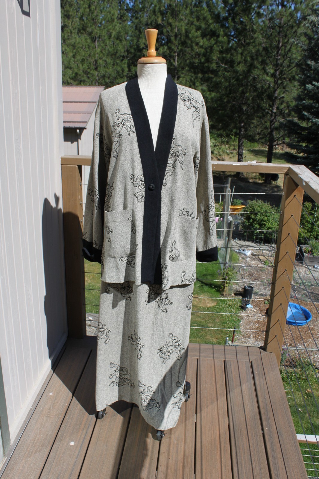 Vintage 90’s Max and Mabel Boutique Skirt and Jacket Dragon Print Outfit M