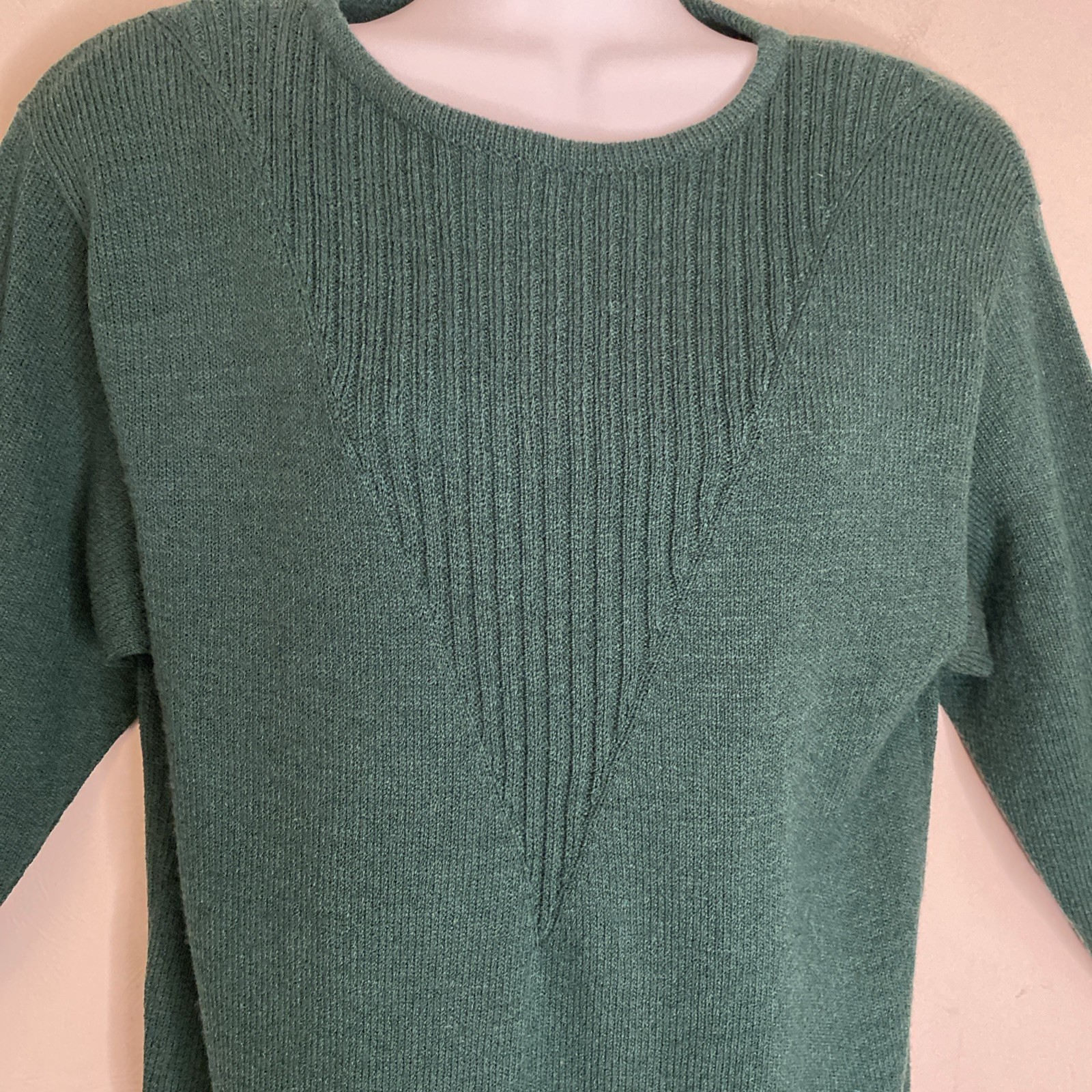 Mini Sweater Dress Vtg John Patrick Designs Green Knit S/M Rayon Wool 70s 80s