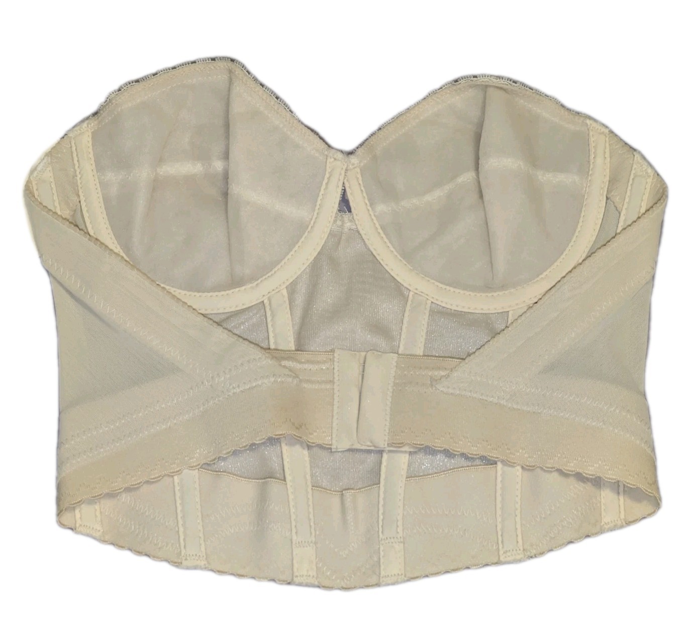 Vtg Back Less by Young Smoothie IVORY Strapless Longline Corset Bustier Bra 34 B