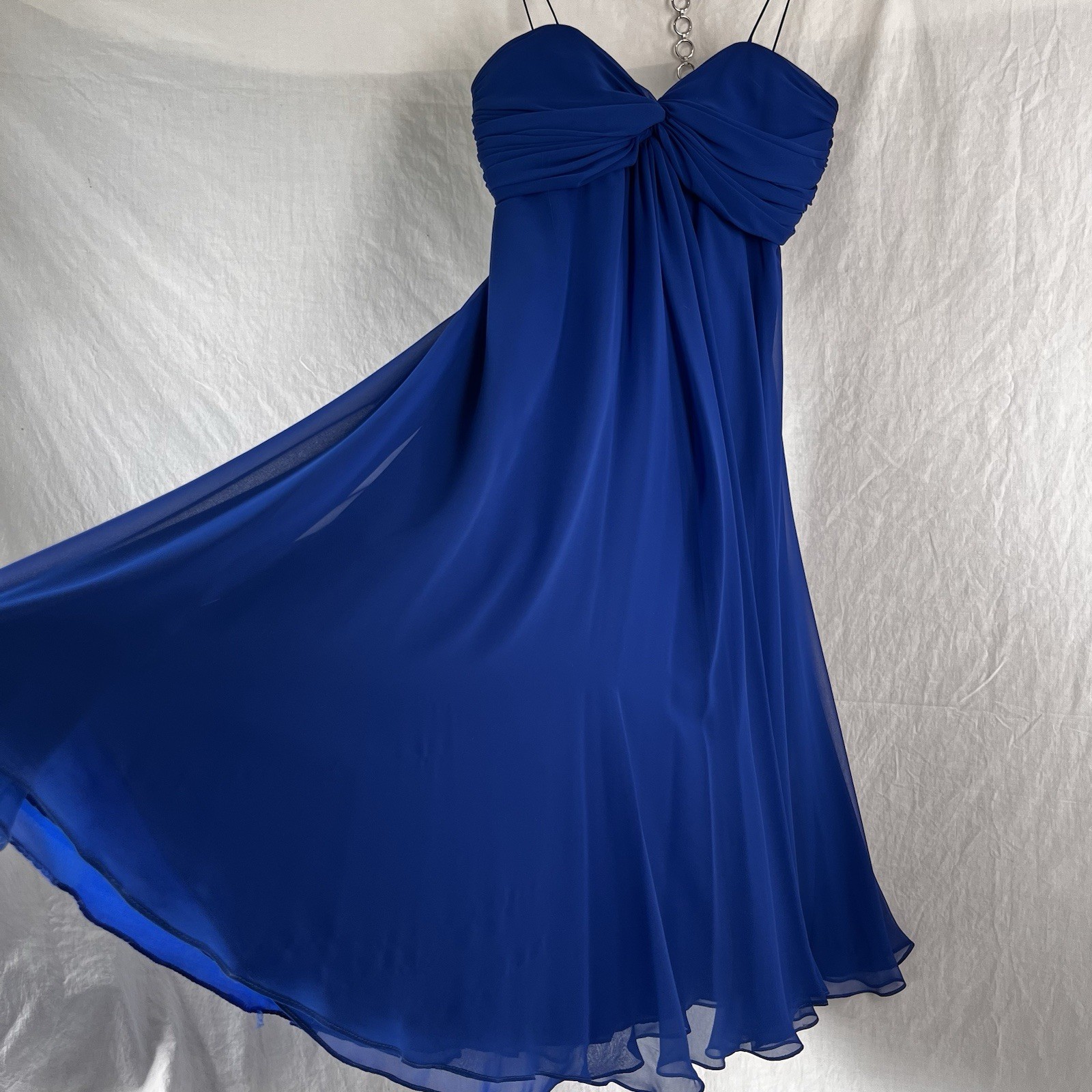 Vintage Dress Pamela Edwards Blue Size 8 Babydoll Layered Flowy Formal Midi Gown