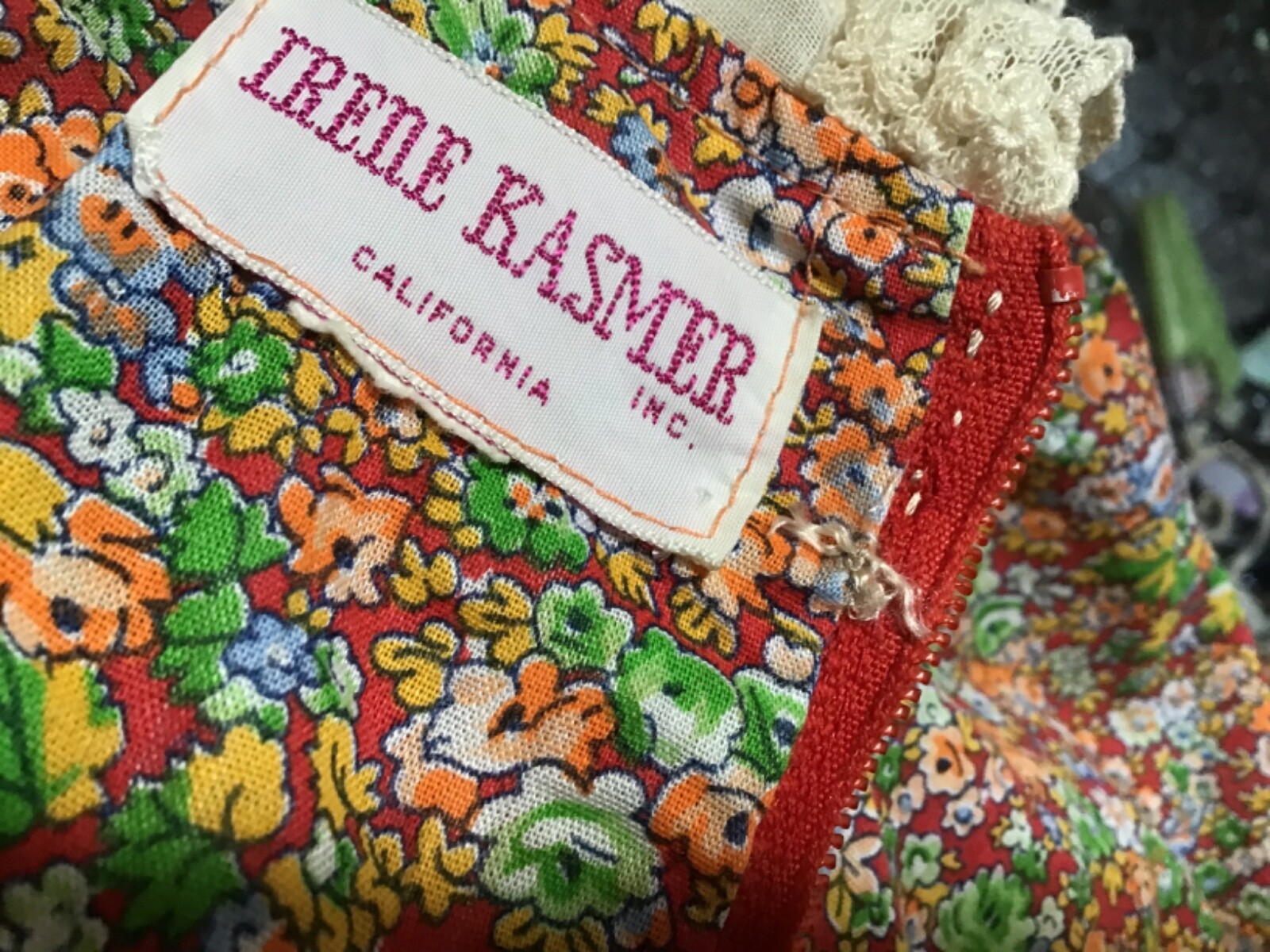 Vintage 1970s Irene Kasmer Calico Tiny Floral Print Maxi Dress Size XS