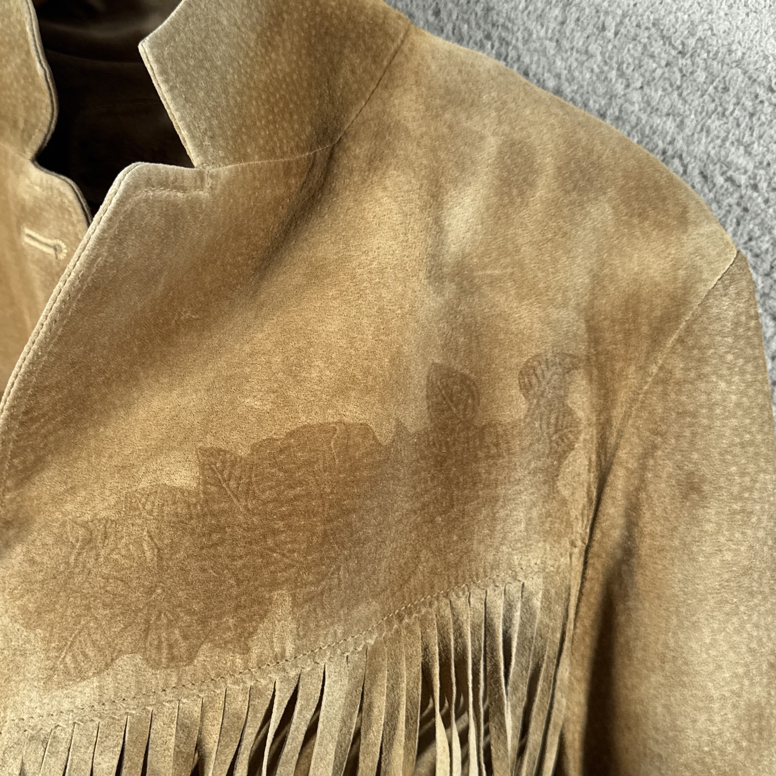 Vintage Ralph Lauren Suede Fringe Jacket Womens Large Brown Western Cowgirl FLAW