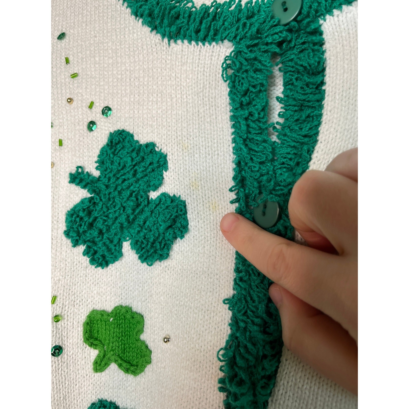 1990s Jane’s Closet Design Options Shamrocks Clover St Patrick’s Day Cardigan XL
