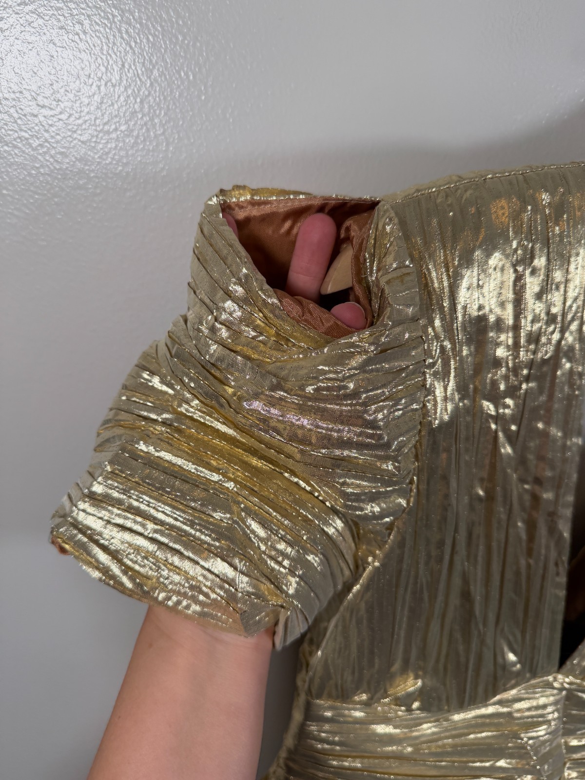 Vintage I. Magnin Gold Lame Dress Size 10 Glam Party Cocktail Metallic 80s