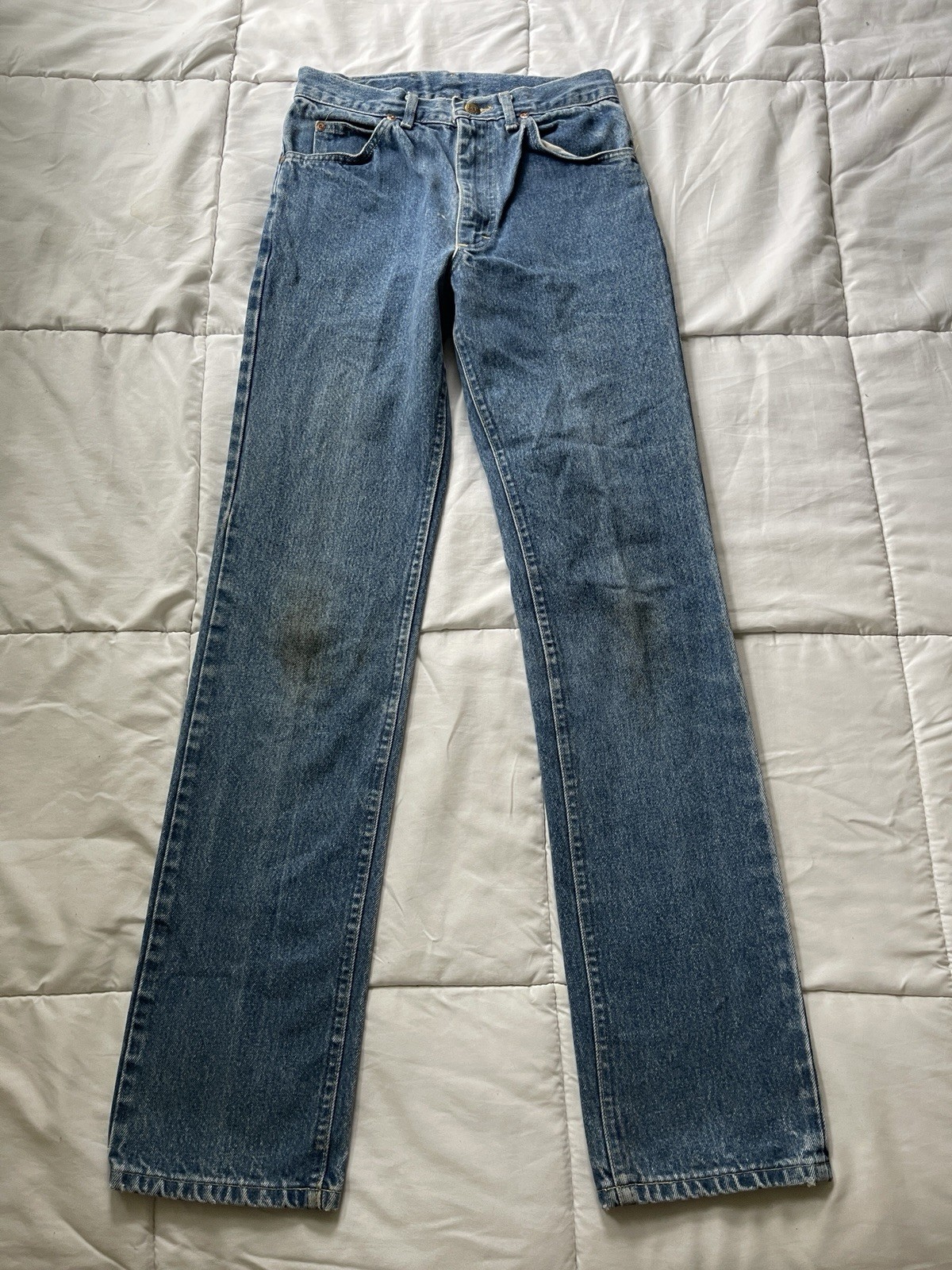 Vintage 70s Lee Riders Jeans 26×32 USA Made Blue Straight Leg Union Western Fade