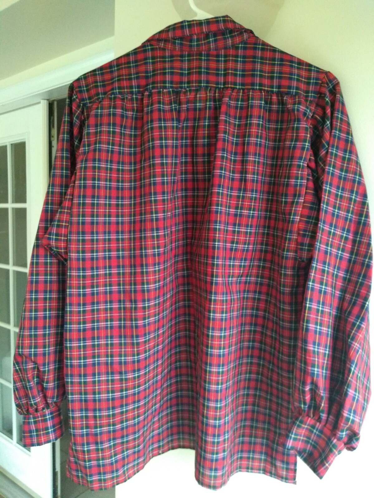Vintage Harmal New York Women’s Red Plaid Long Sleeve Tunic Top 44″ Chest