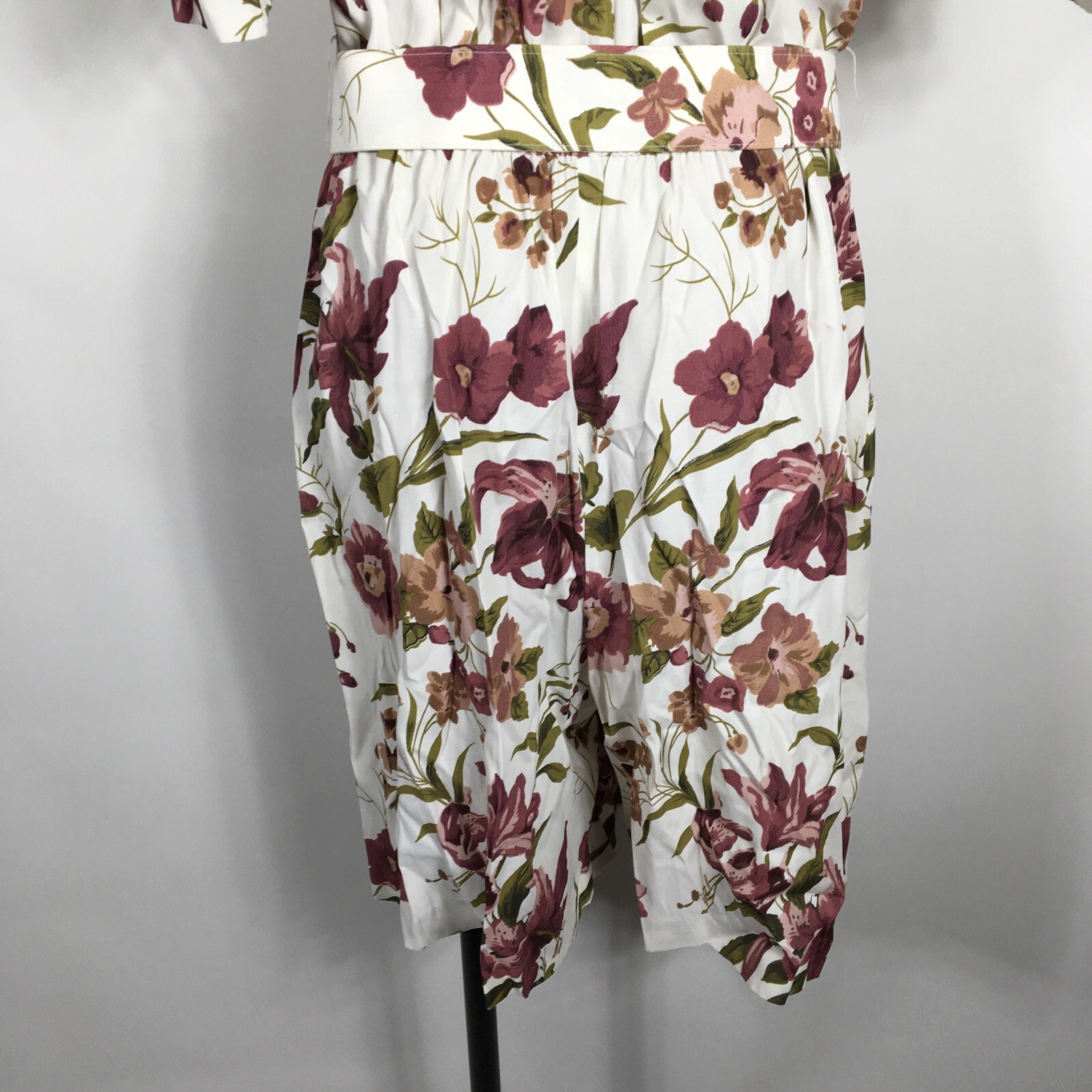 SL Fashions VTG 80s Romper Jumpsuit Cream Floral PRETTY WOMAN STYLE BELTED 14