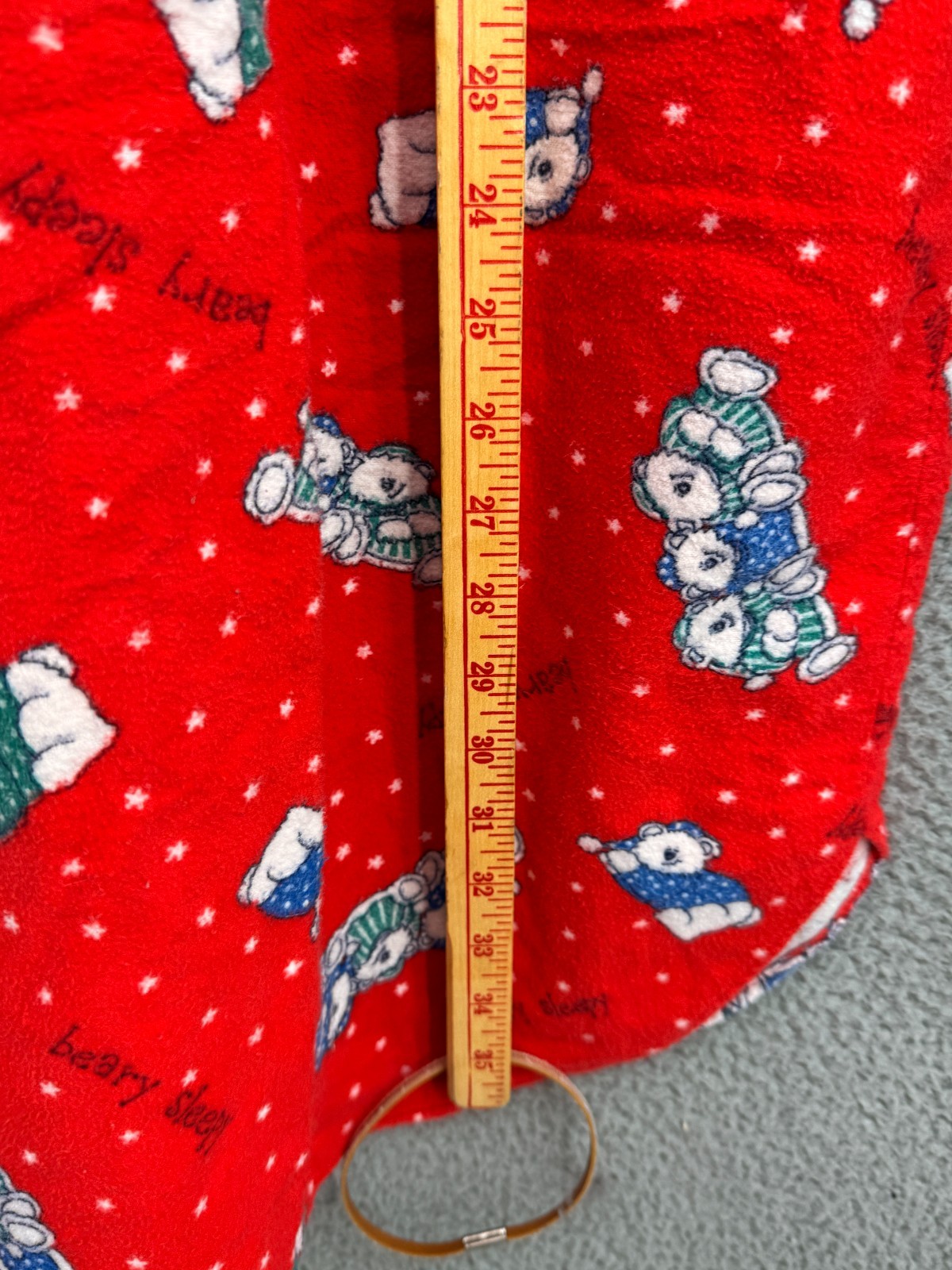 Vtg 80s Flannel Nightgown Granny Cottage Red Bear Union L USA Jennifer Dale