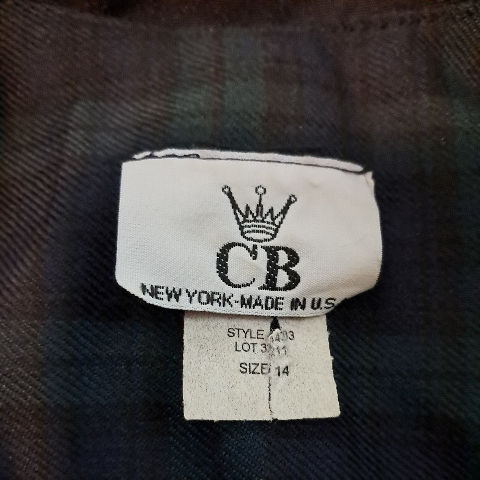 Vintage 90s Plaid Double Breasted Coat Dress CB New York Sz 14 U.S.A. Green/Blue