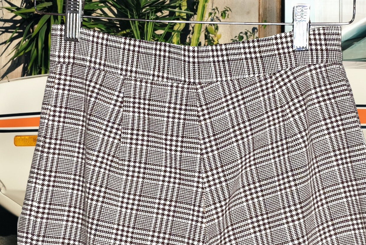 Happy Legs Authentic 70s Brown Plaid Bellbottom Pants Hippie , Bell Bottoms