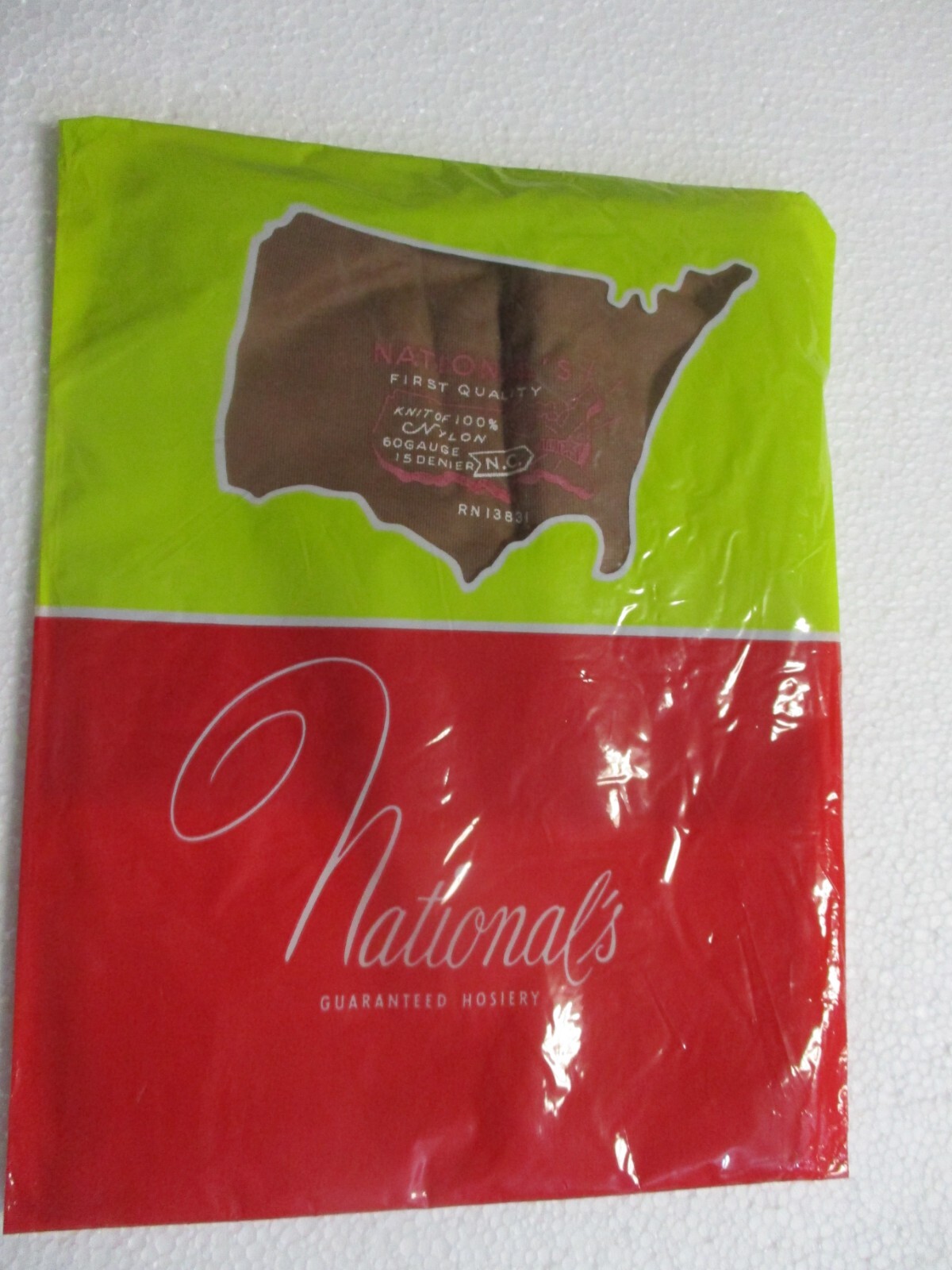 1PR VINTAGE NATIONAL’S SEAMED FULL FASHION NYLON STOCKINGS SZ 10 1/2 MED BEIGE