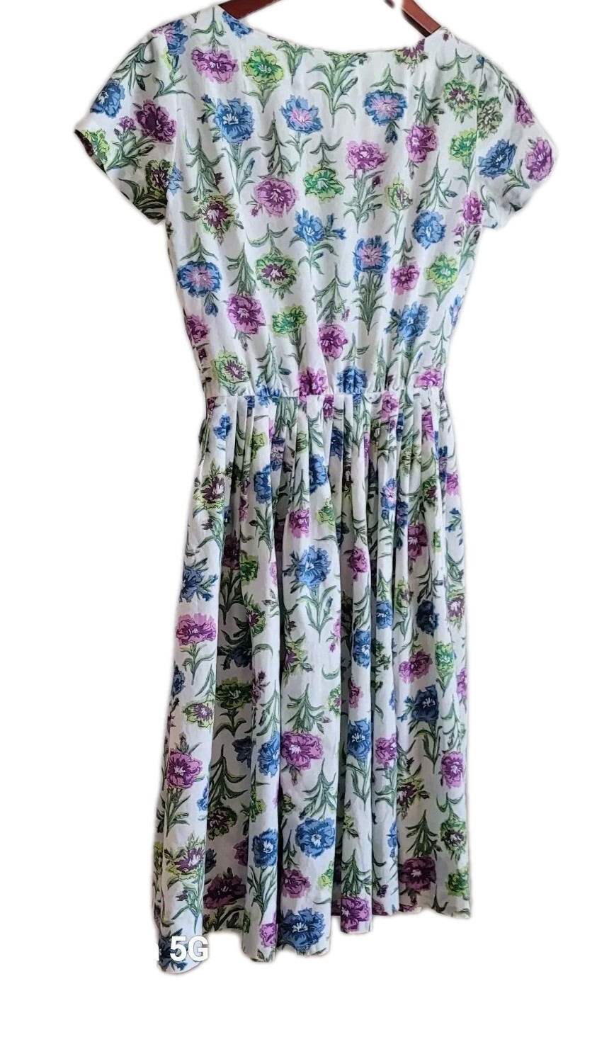 VTG Tanner Of North Carolina Farmcore Floral Cotton Tea Midi Dress Sz 8