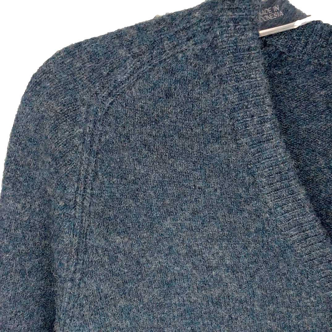 Vintage J Crew Sweater 100% Lambs Wool Womens Sz M Blue V-Neck Pullover Warm