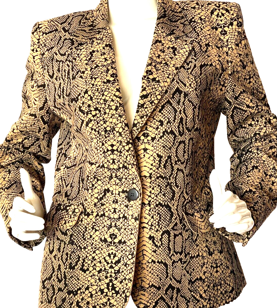VTG LiLLi Ann UltraSuede Jacket Snake Scales Design Brown/Black SZ M