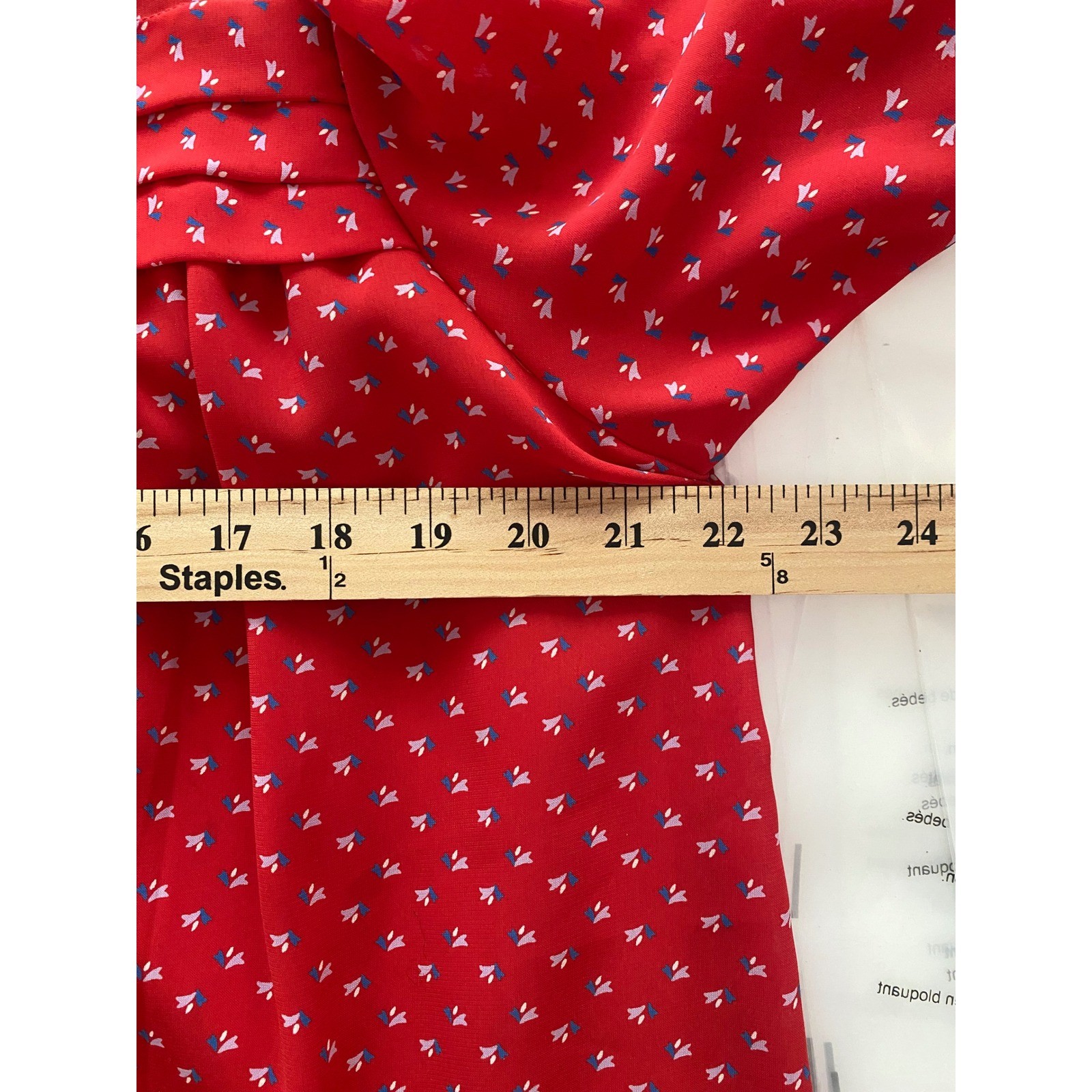 Vintage Lorac Original Red Micro Print Drop Waist Asymmetrical Dress Size 16.5