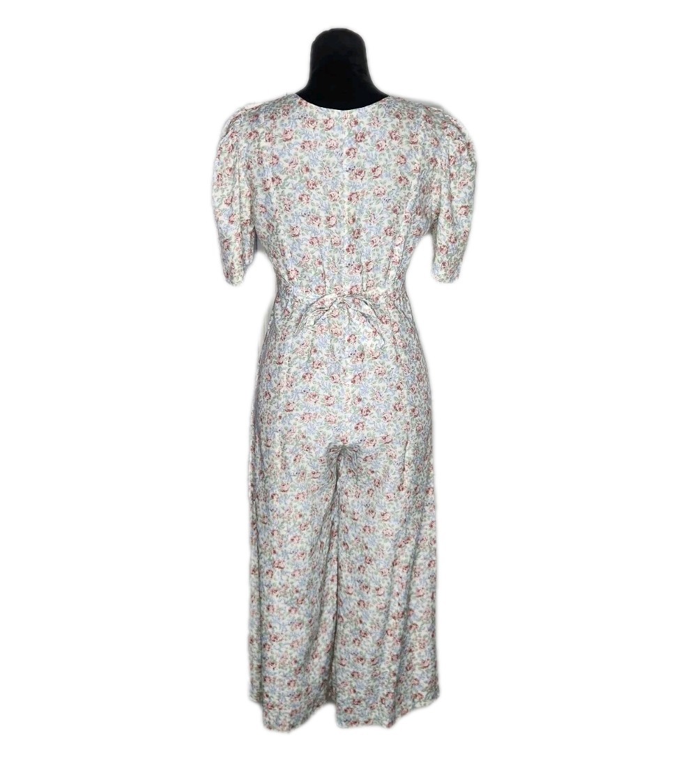 Disorderly Kids Vintage 80s Floral Cropped Collared Jumpsuit Cottagecore XS/S