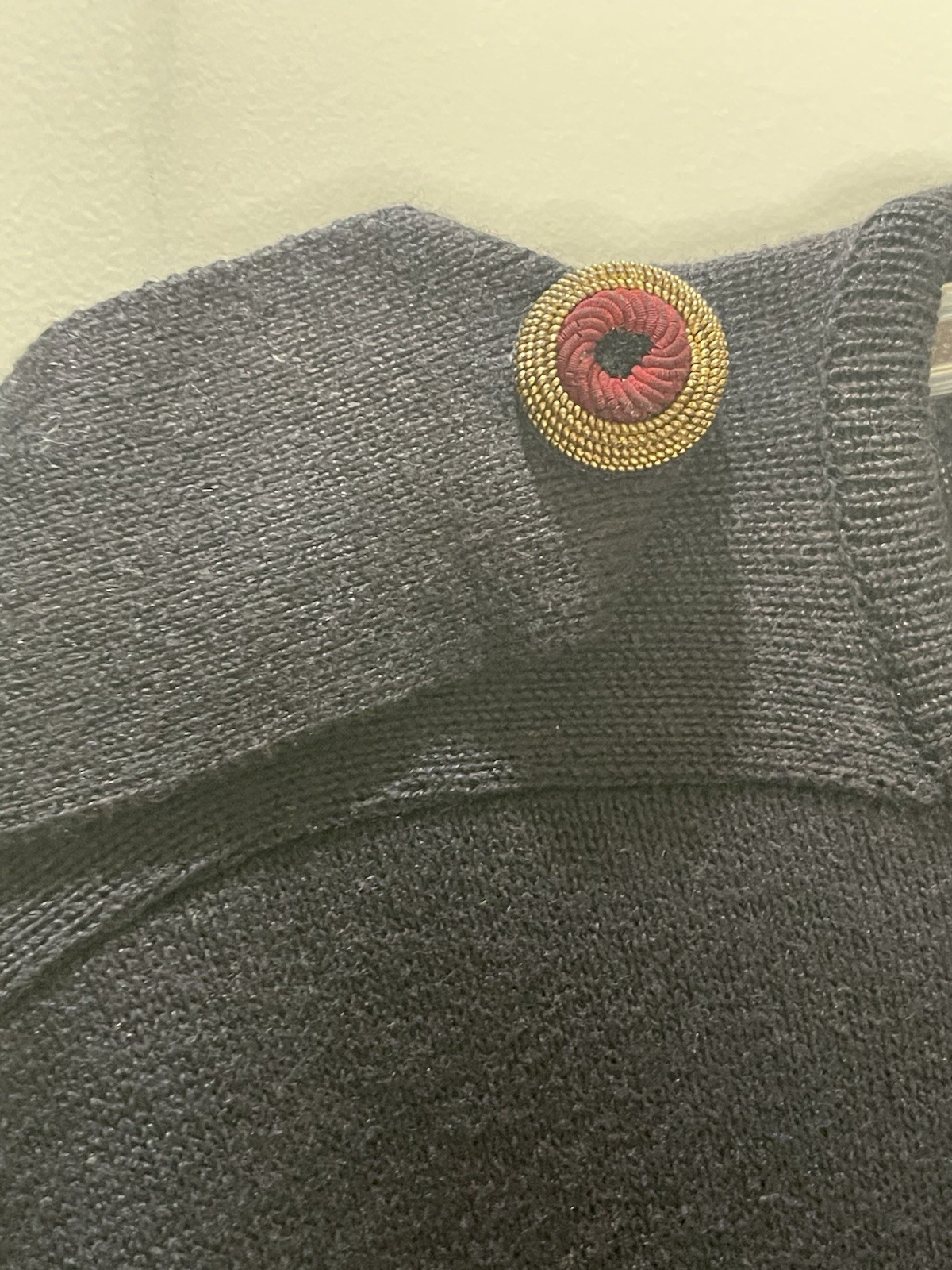Vintage 80s Mondi Navy Military Style Double-Breasted Button Sweater W. Germany