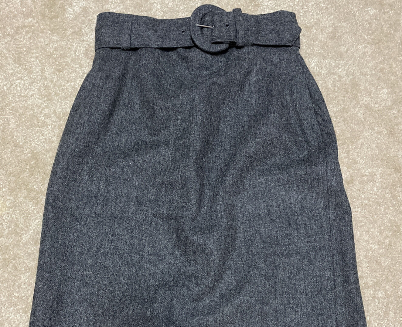 Vintage Radcliffe Women’s Gray Wool Lined Straight Skirt With Belt Size 8