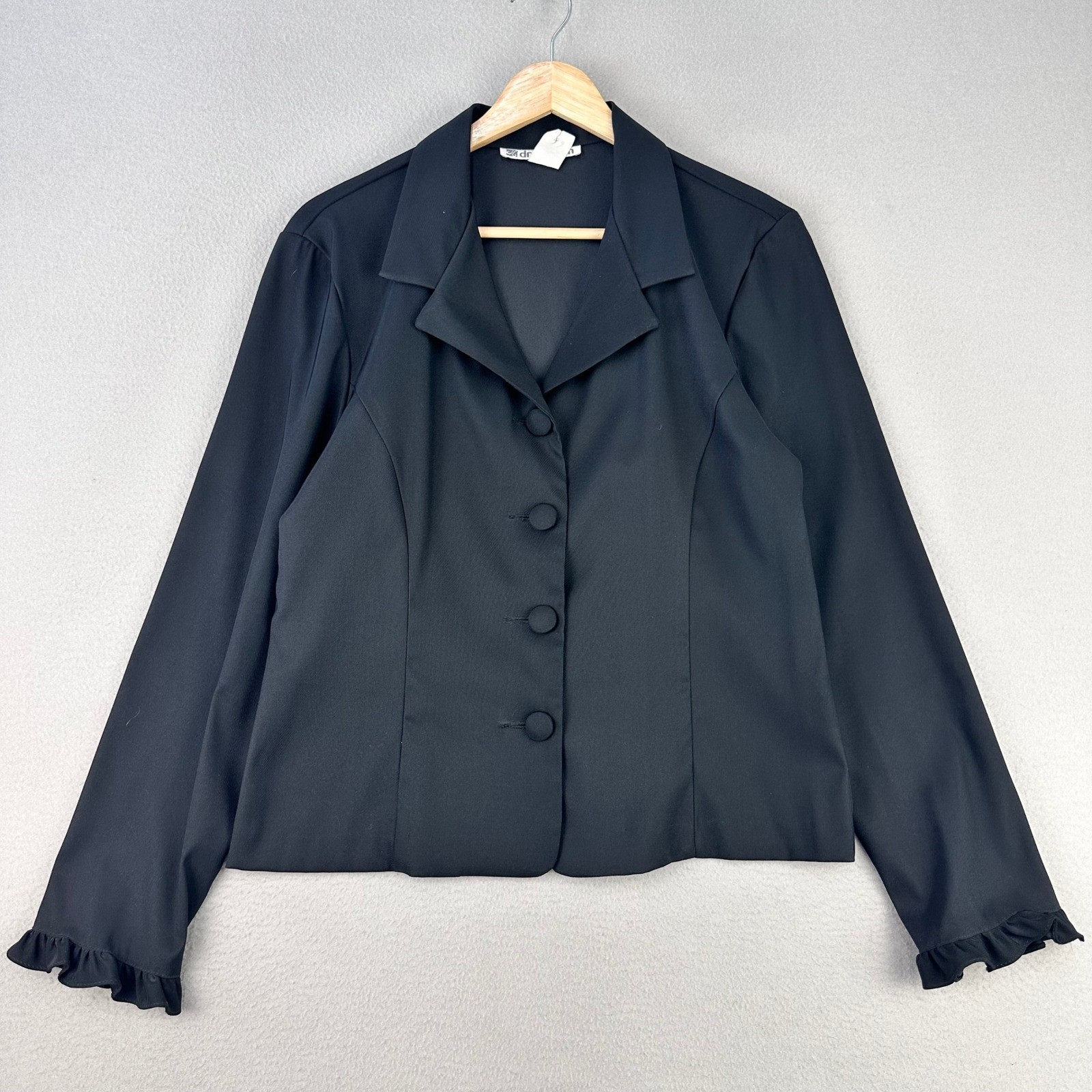 Vintage Y2K 90s Dress Barn Casual Suit Top Womens M Black Office Career USA